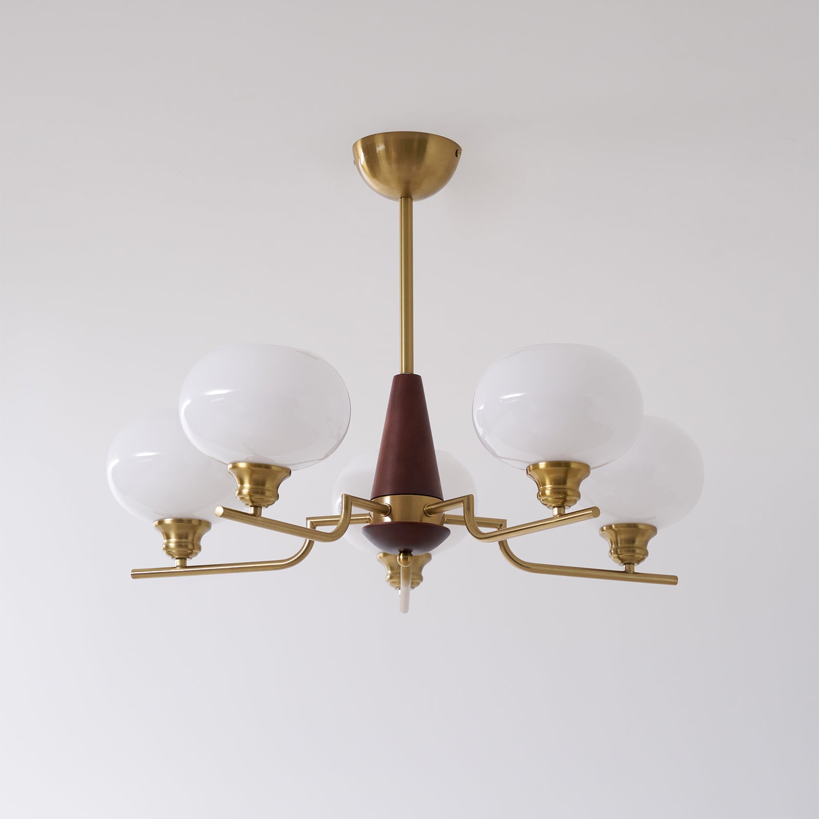 Lustra Chandelier Walnut Frosted Glass Globes - Letslighting