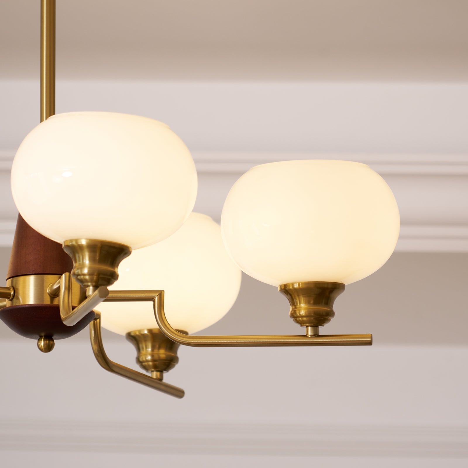 Lustra Chandelier Walnut Frosted Glass Globes - Letslighting