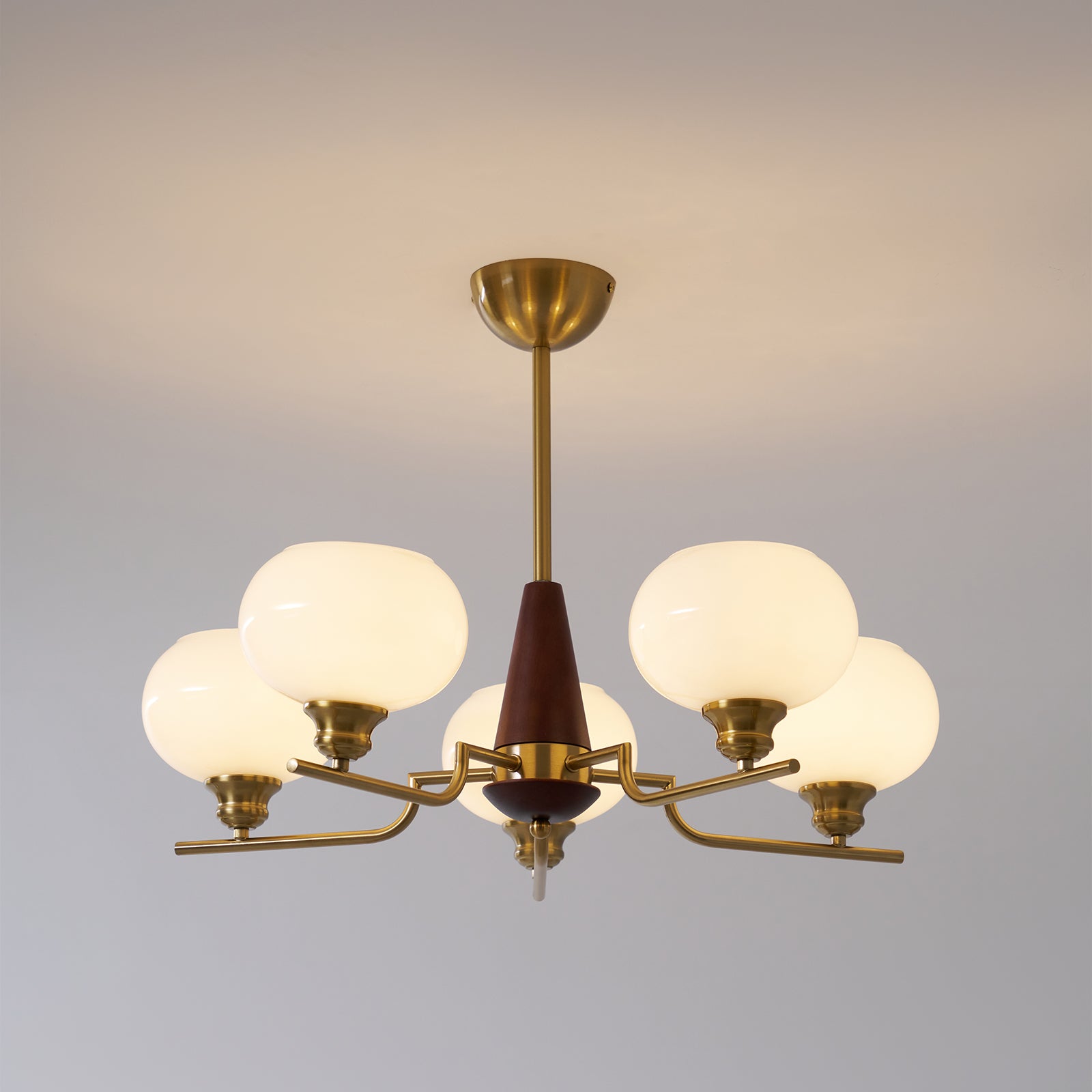 Lustra Chandelier Walnut Frosted Glass Globes - Letslighting