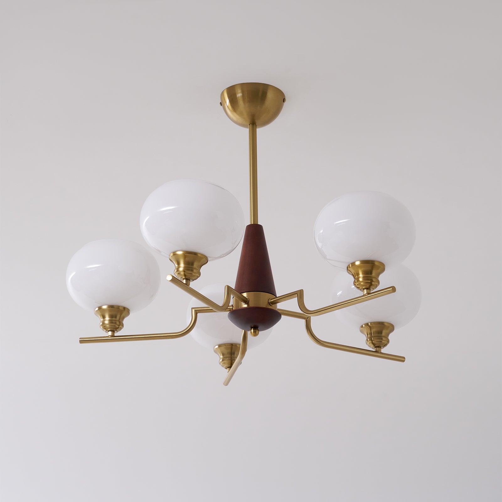 Lustra Chandelier Walnut Frosted Glass Globes - Letslighting