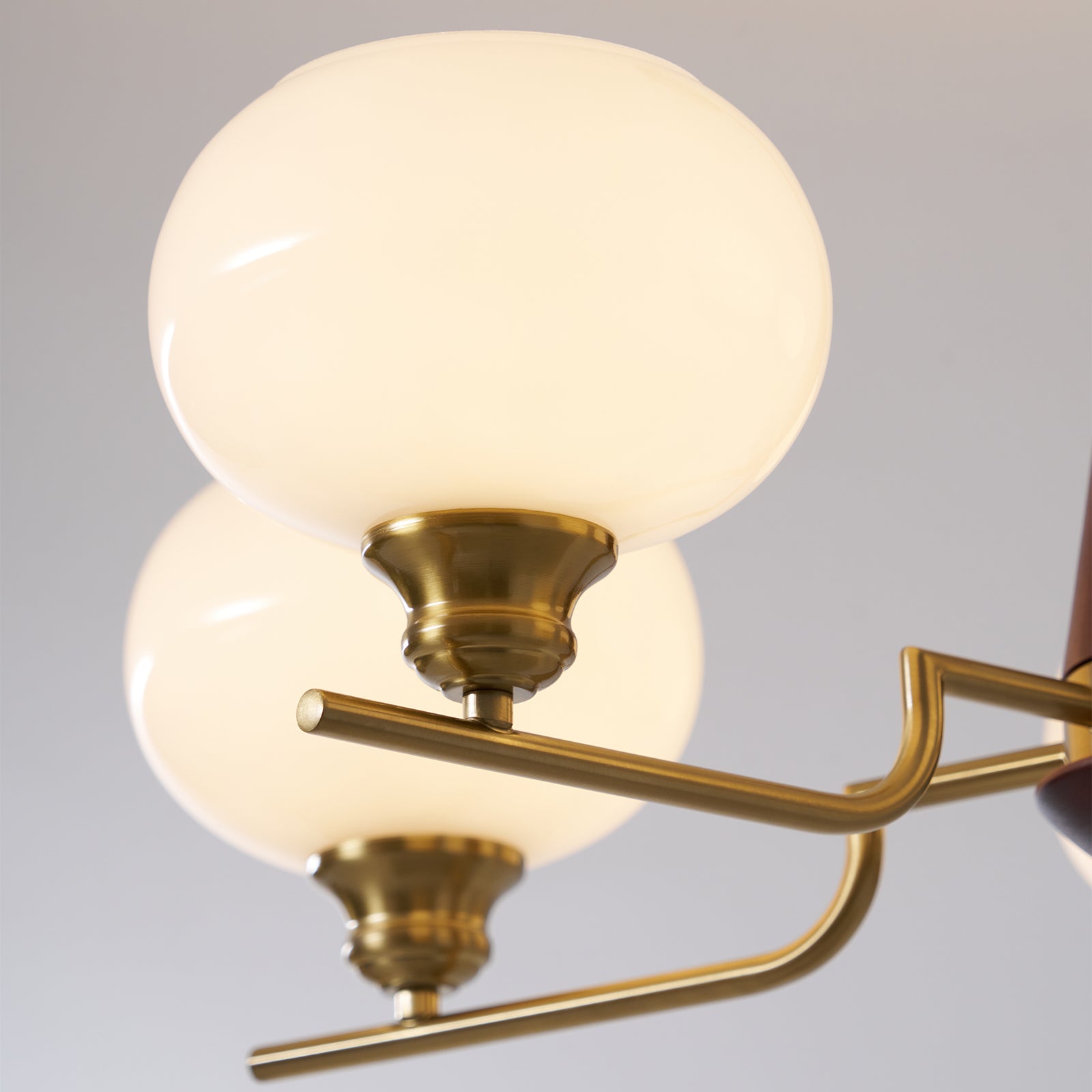 Lustra Chandelier Walnut Frosted Glass Globes - Letslighting
