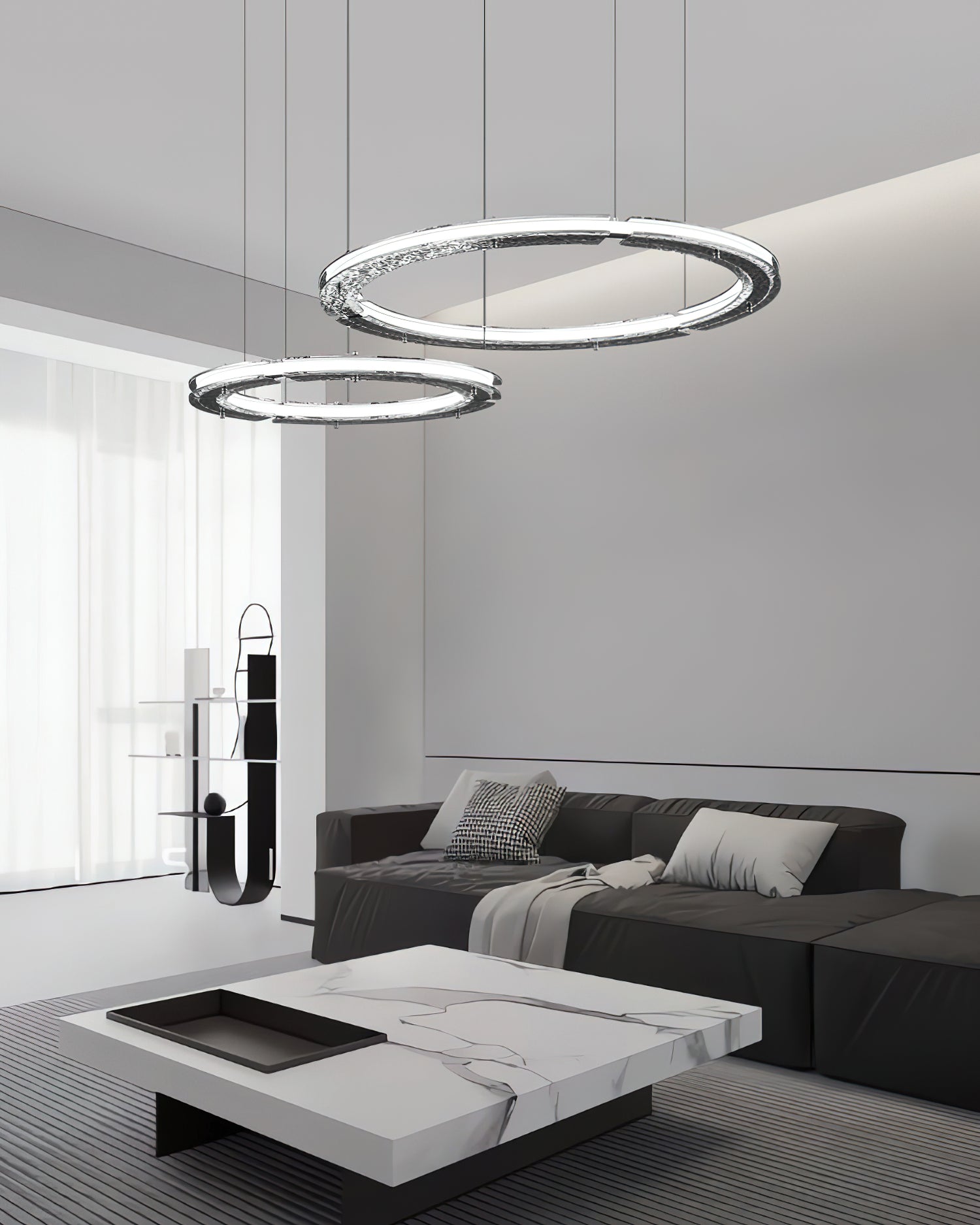 Lunara Dual-Ring Crystal Chandelier - Letslighting