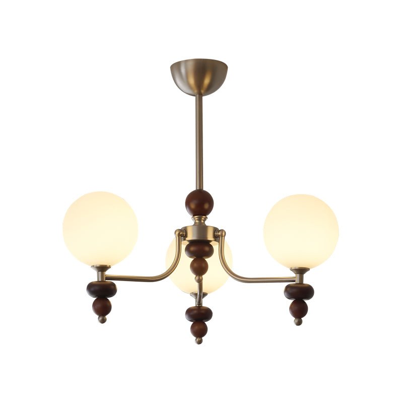 Cemarus Traditional Sphere Walnut Wood Glass Chandelier - Letslighting