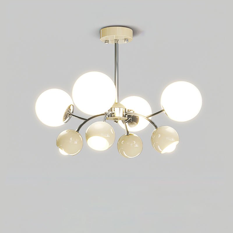 Lustra Chandelier Chrome Red Cream Globe - Letslighting