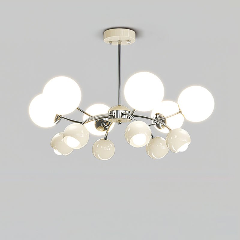 Lustra Chandelier Chrome Red Cream Globe - Letslighting