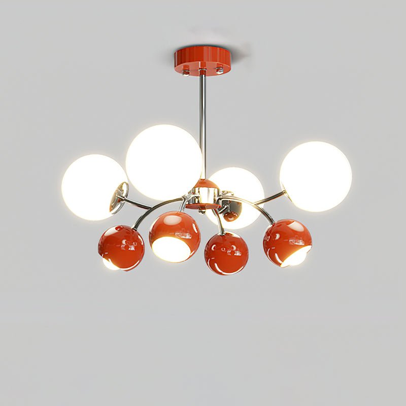 Lustra Chandelier Chrome Red Cream Globe - Letslighting