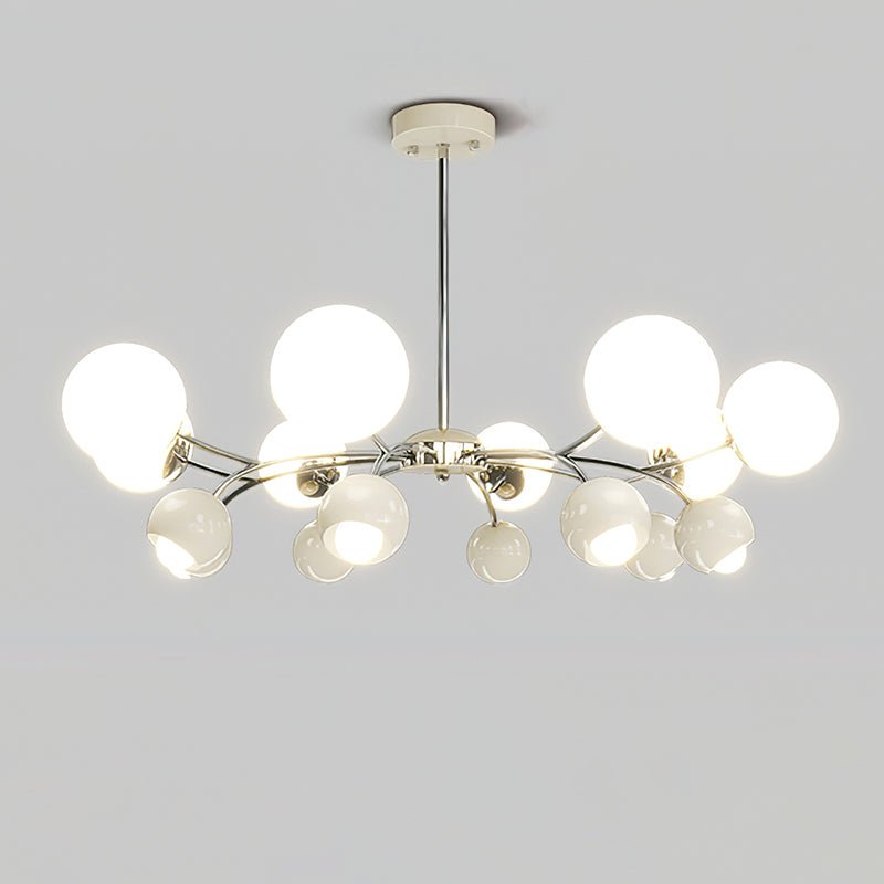 Lustra Chandelier Chrome Red Cream Globe - Letslighting