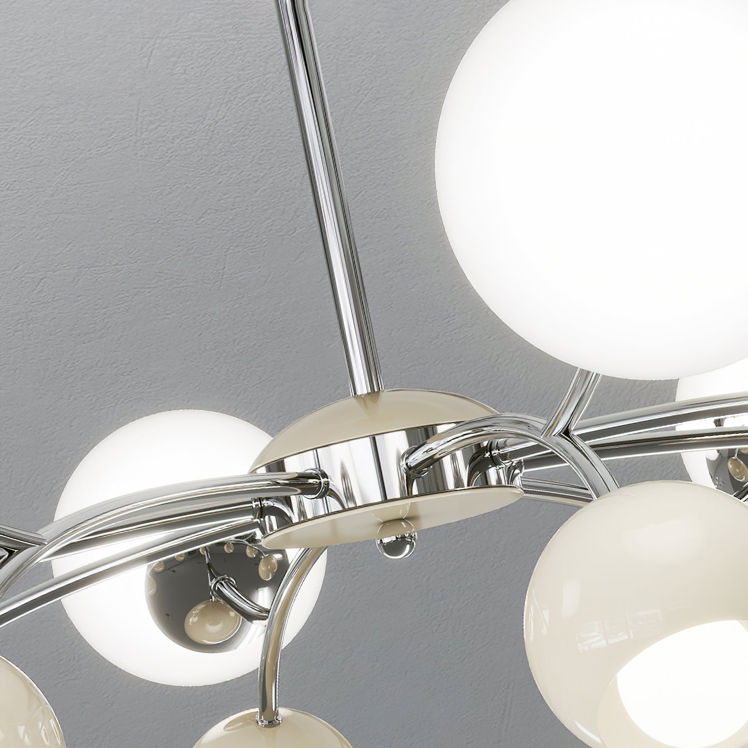 Lustra Chandelier Chrome Red Cream Globe - Letslighting