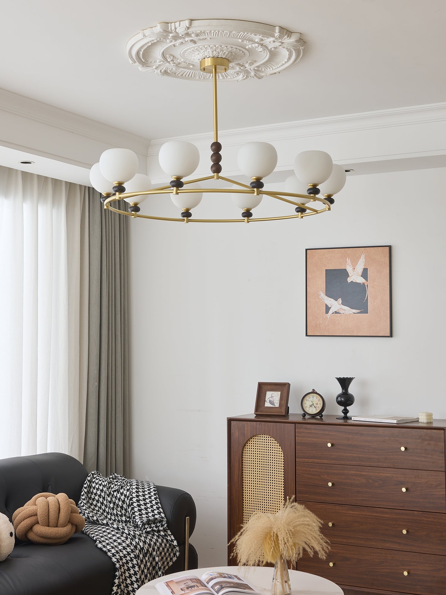 Nydoriel Premium Nordic Art Brass Wood Chandelier - Letslighting