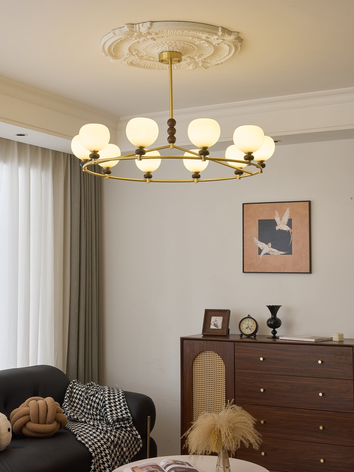 Nydoriel Premium Nordic Art Brass Wood Chandelier - Letslighting