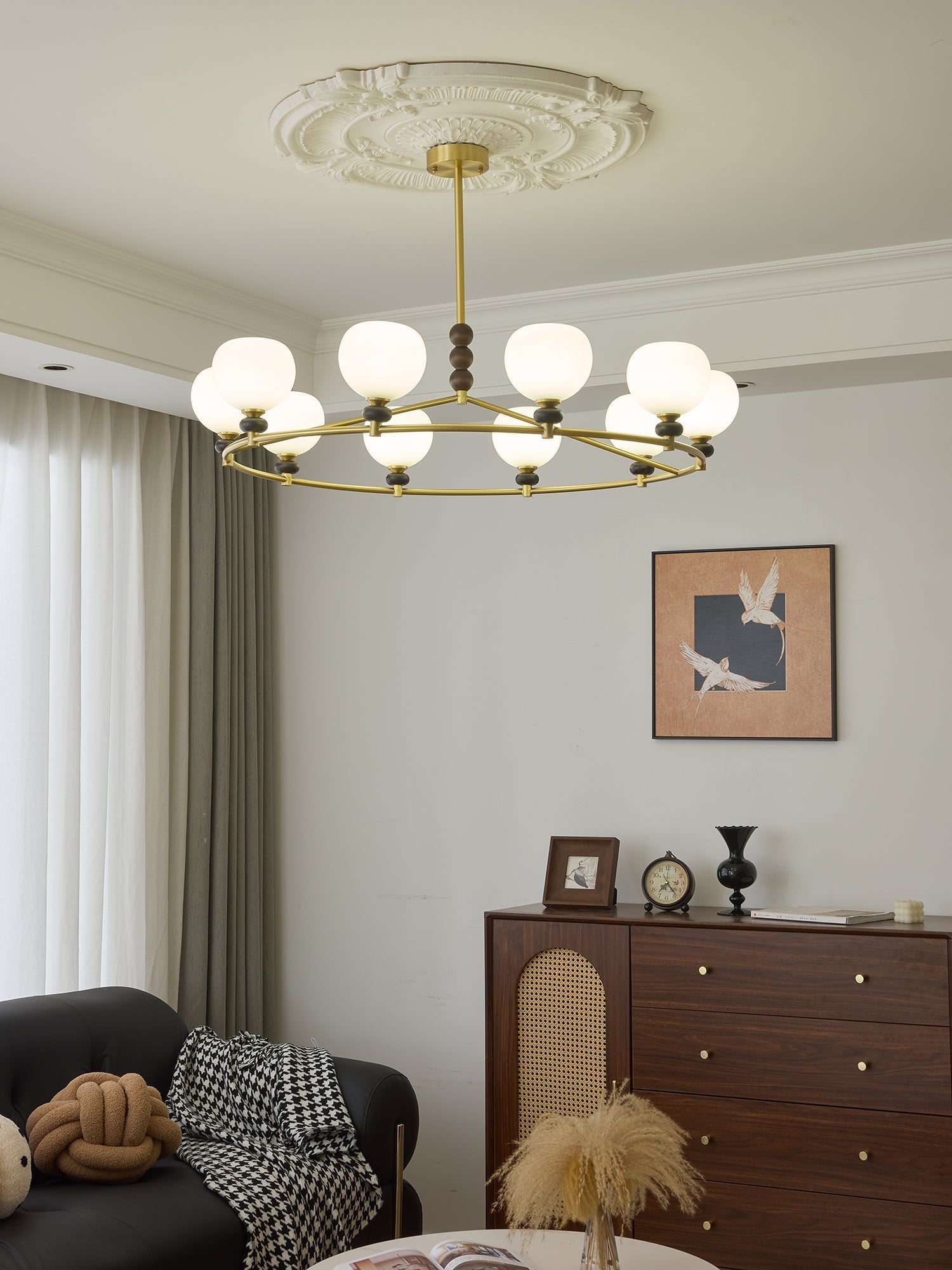 Nydoriel Premium Nordic Art Brass Wood Chandelier - Letslighting