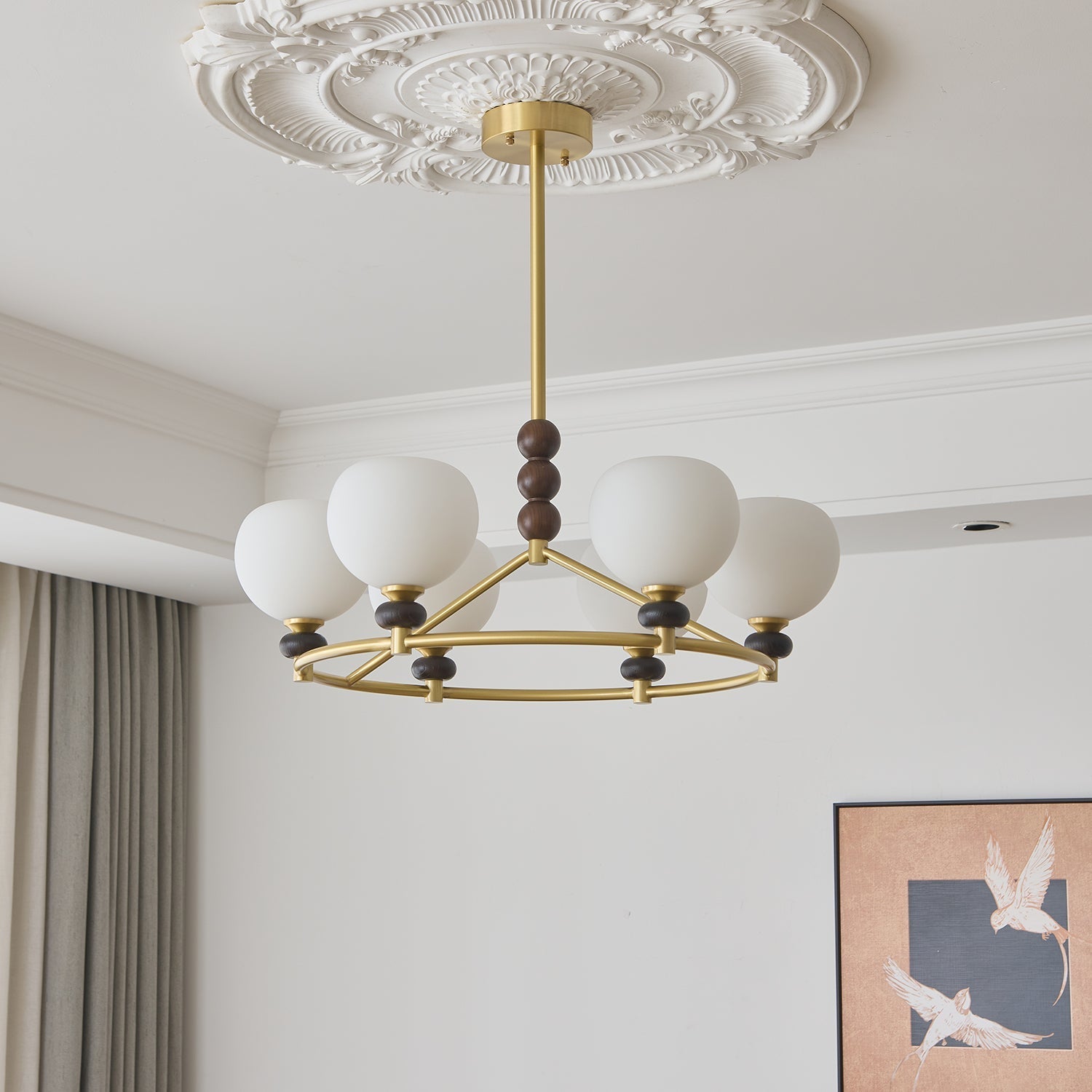 Nydoriel Premium Nordic Art Brass Wood Chandelier - Letslighting