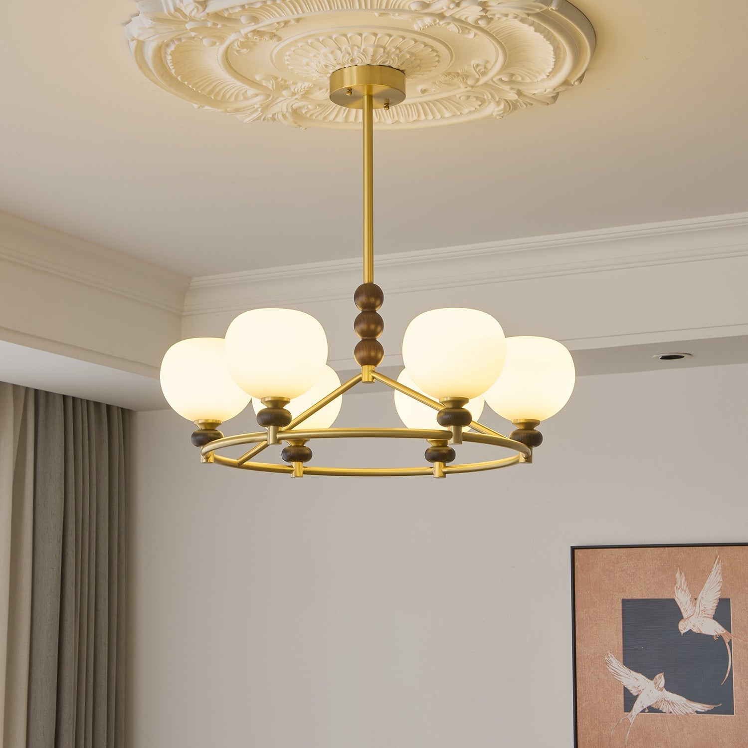 Nydoriel Premium Nordic Art Brass Wood Chandelier - Letslighting