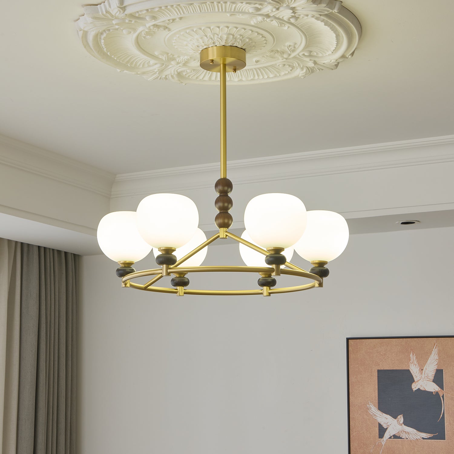 Nydoriel Premium Nordic Art Brass Wood Chandelier - Letslighting