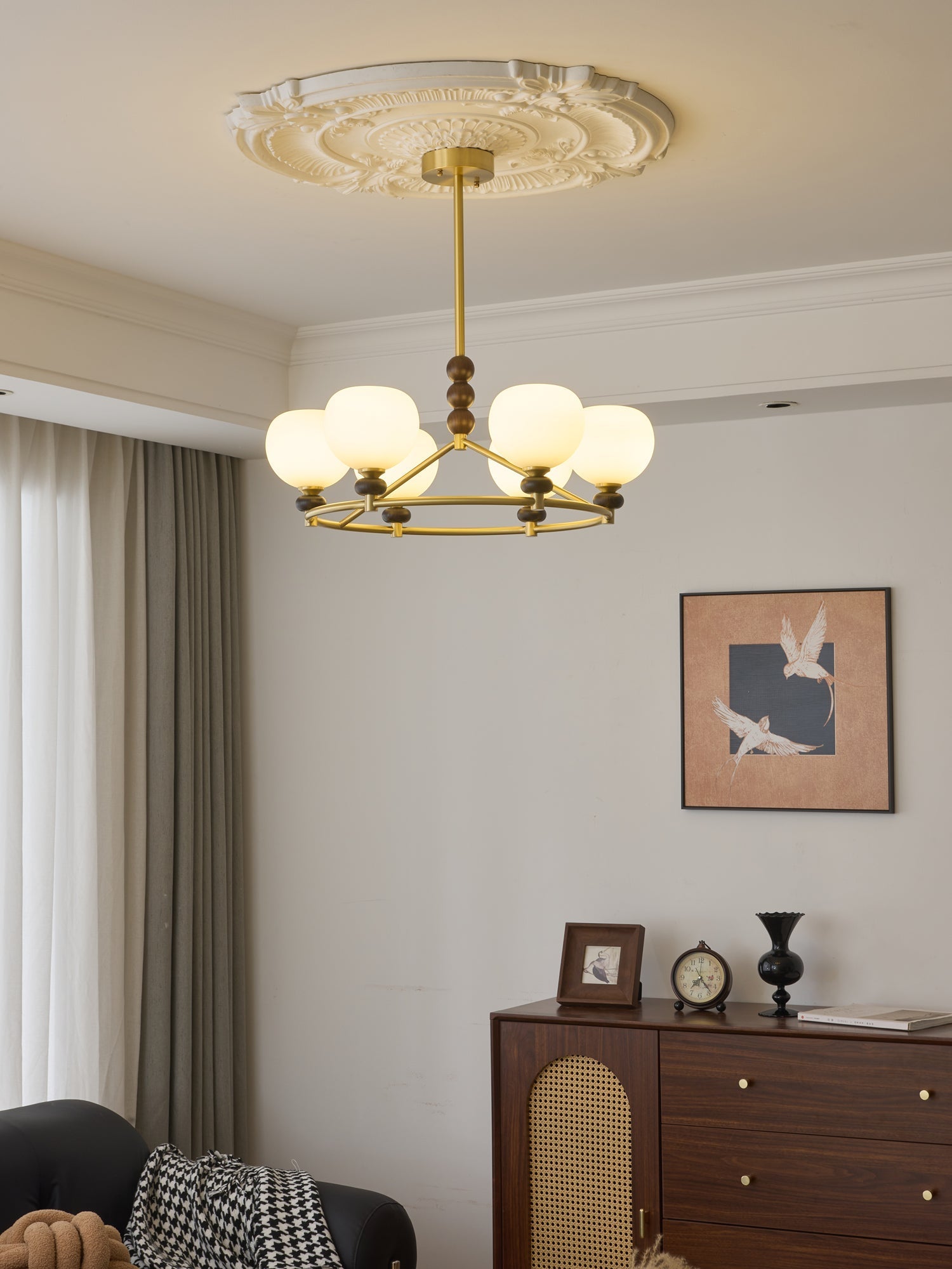 Nydoriel Premium Nordic Art Brass Wood Chandelier - Letslighting
