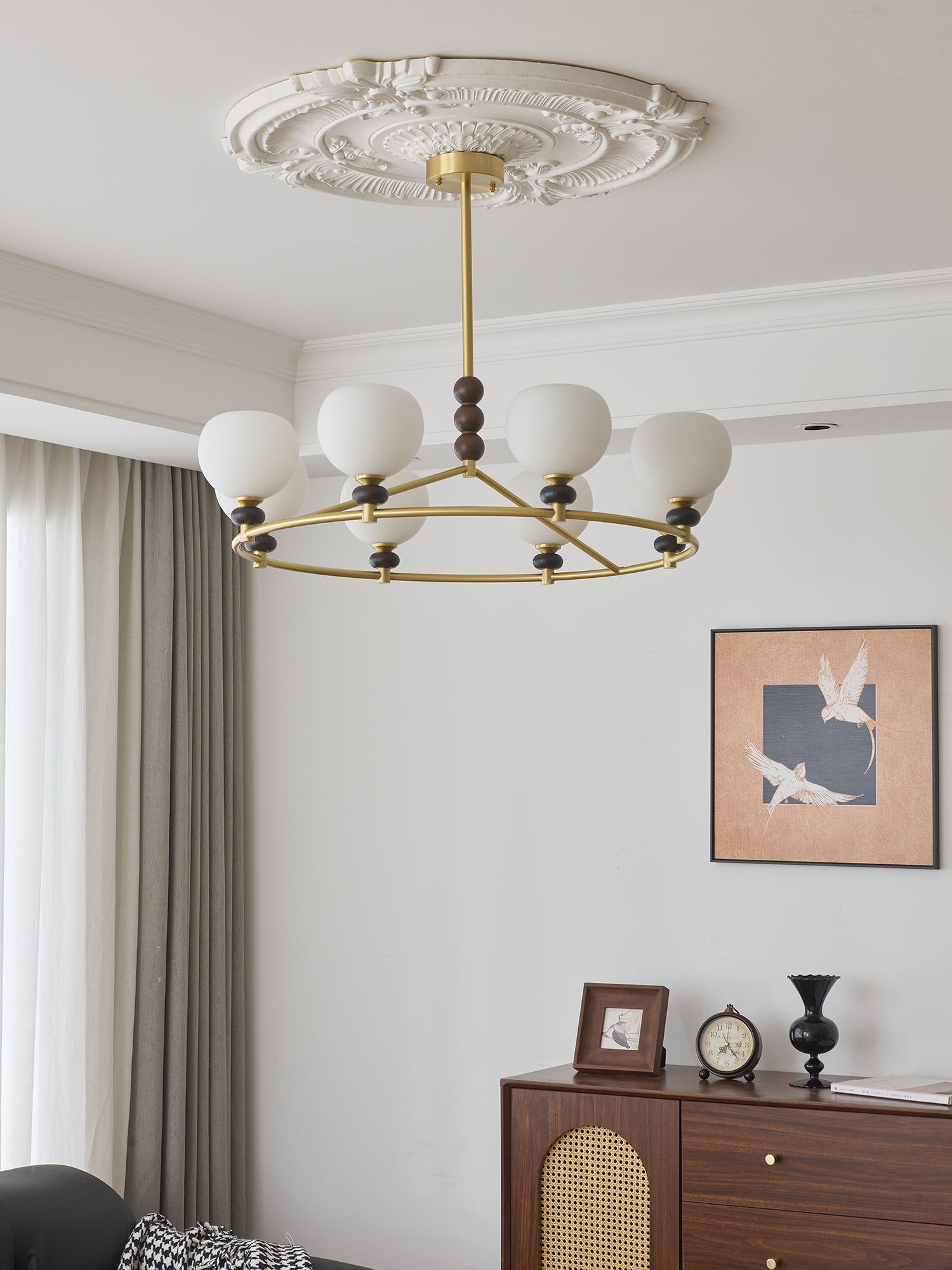 Nydoriel Premium Nordic Art Brass Wood Chandelier - Letslighting