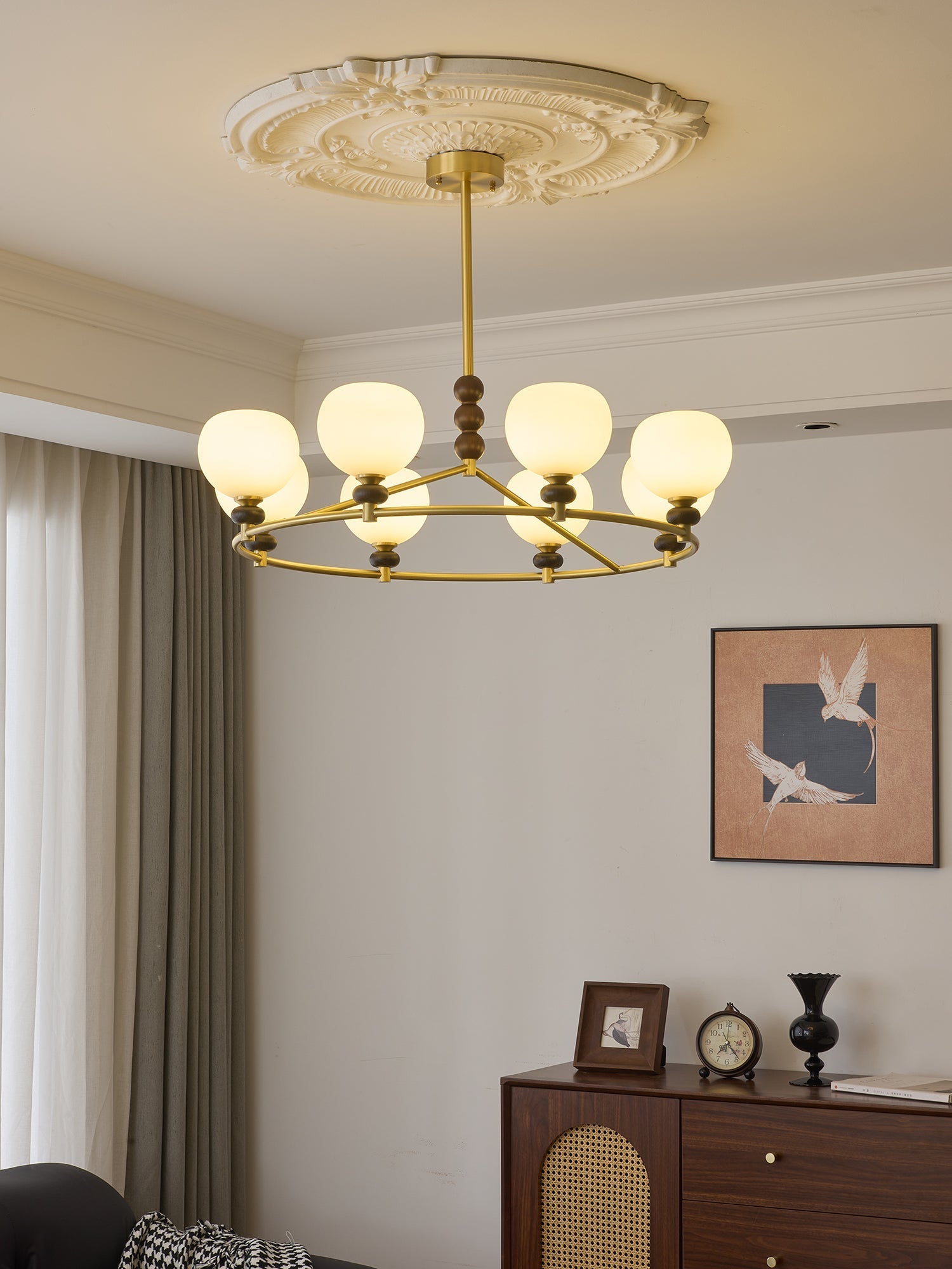 Nydoriel Premium Nordic Art Brass Wood Chandelier - Letslighting