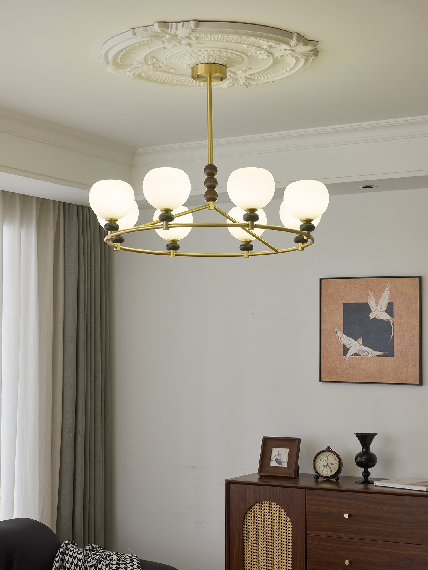 Nydoriel Premium Nordic Art Brass Wood Chandelier - Letslighting
