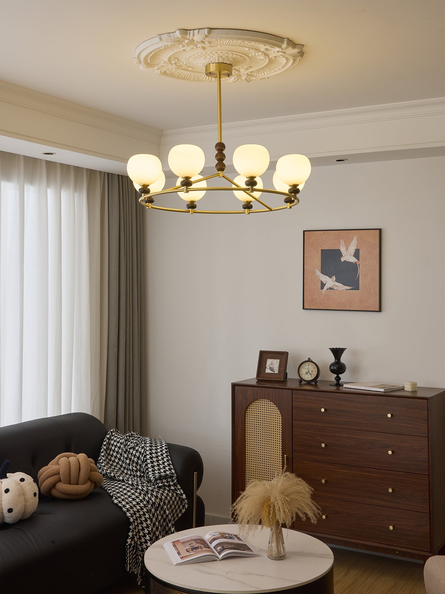 Nydoriel Premium Nordic Art Brass Wood Chandelier - Letslighting