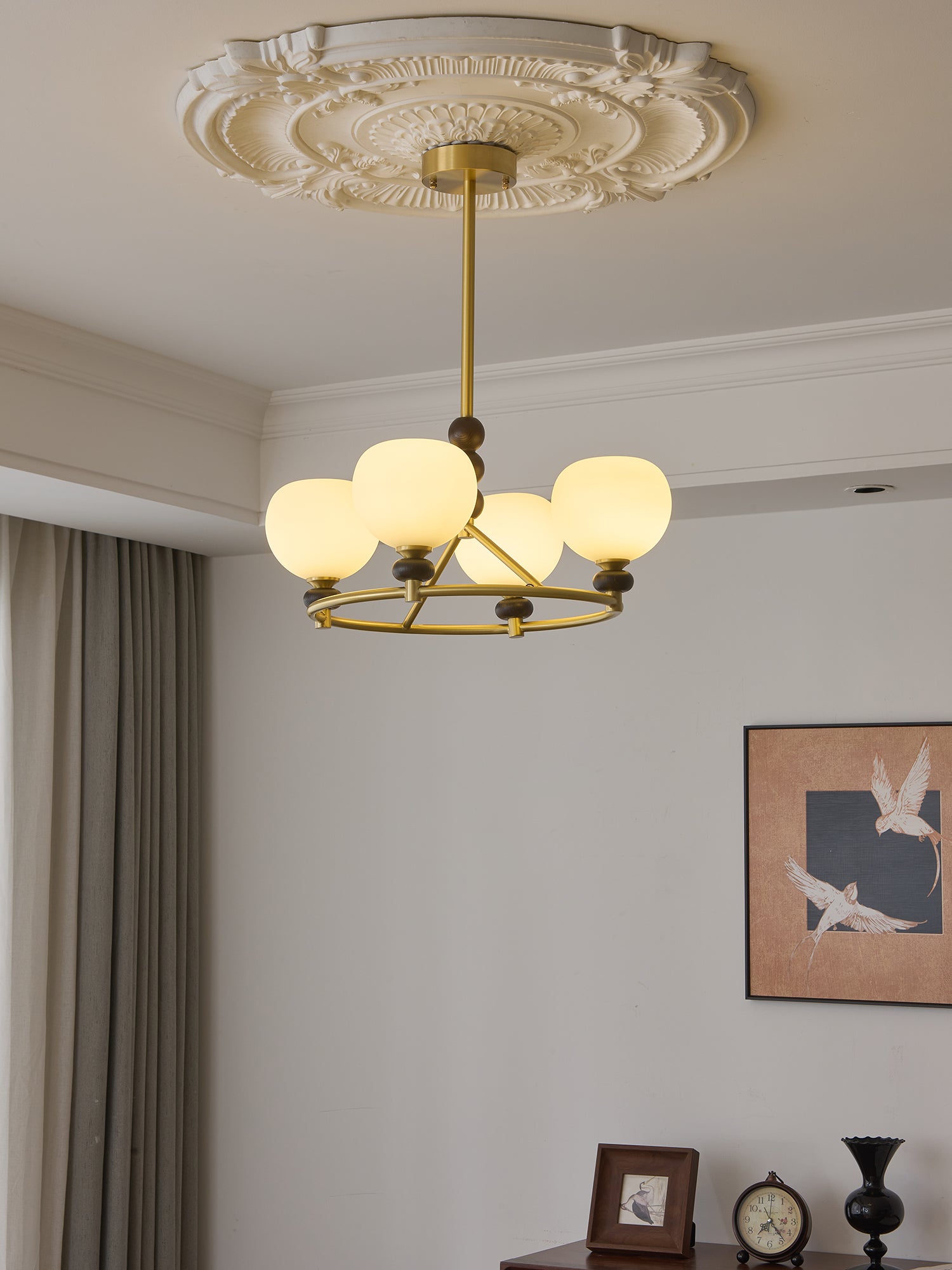 Nydoriel Premium Nordic Art Brass Wood Chandelier - Letslighting