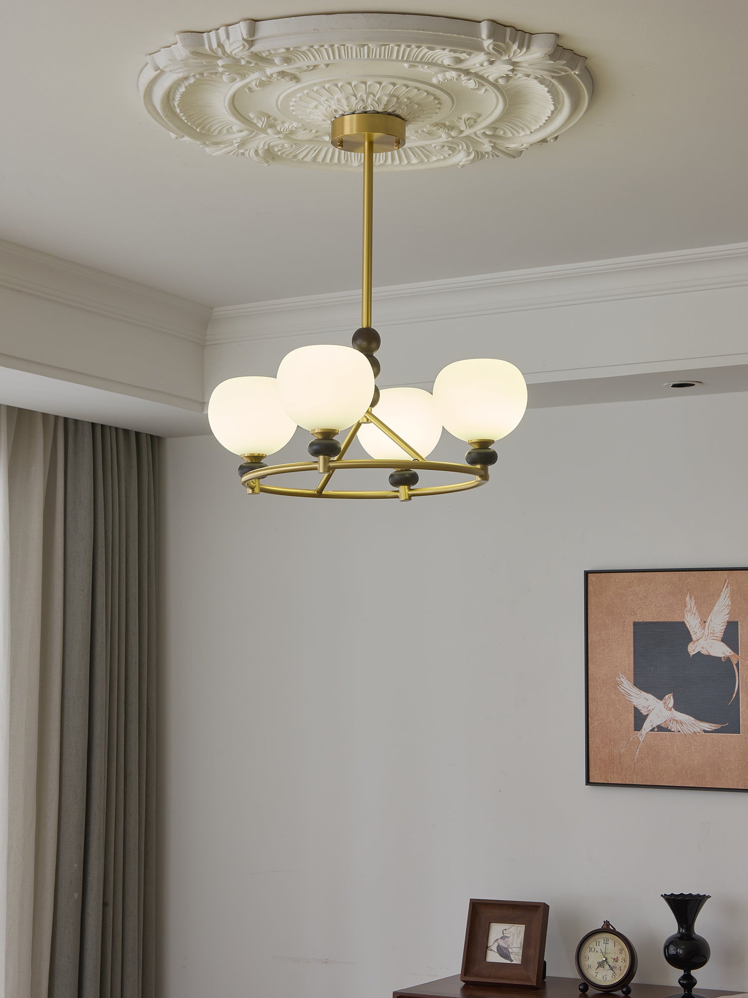 Nydoriel Premium Nordic Art Brass Wood Chandelier - Letslighting