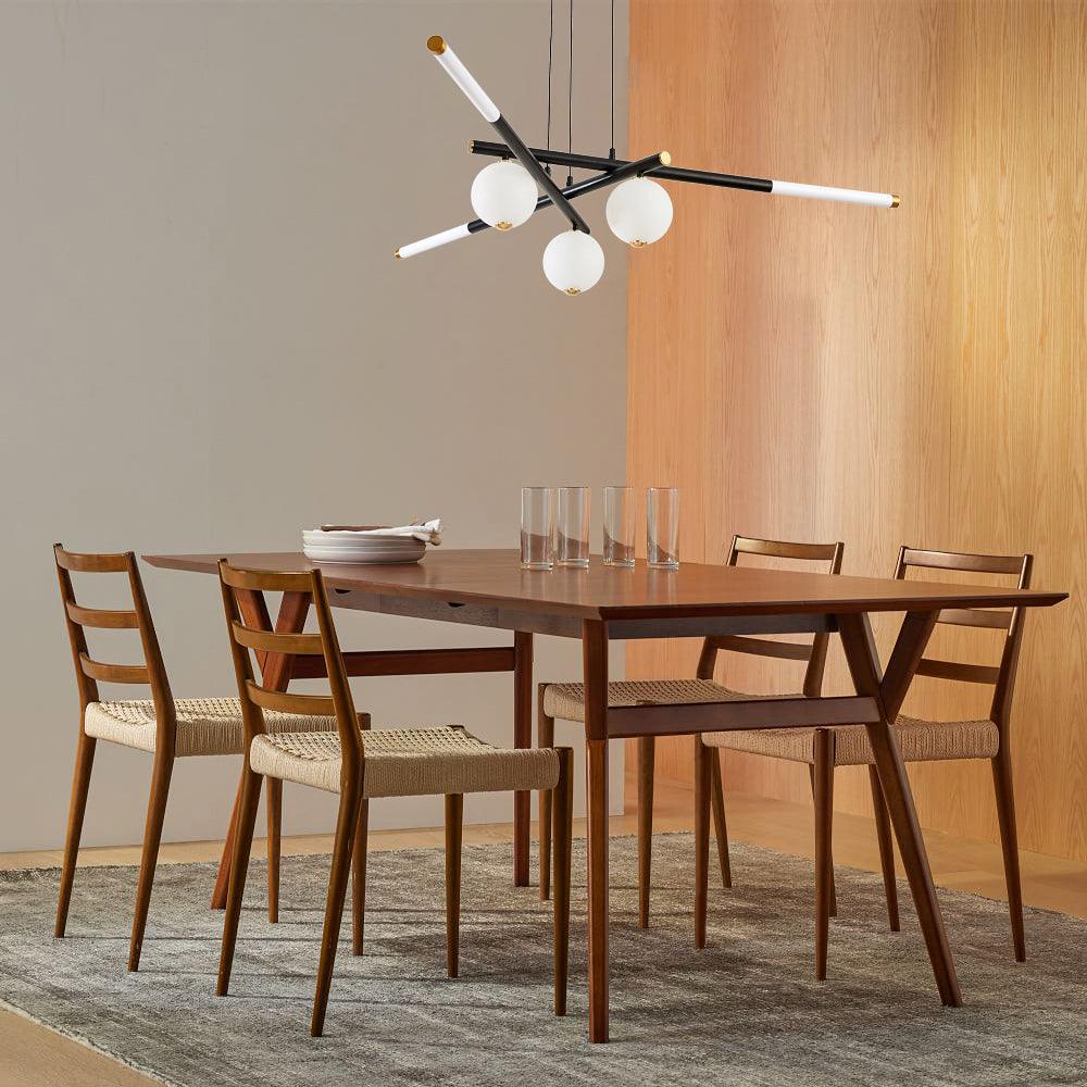 Chandelier Black White Rods and Globe Modern - Letslighting