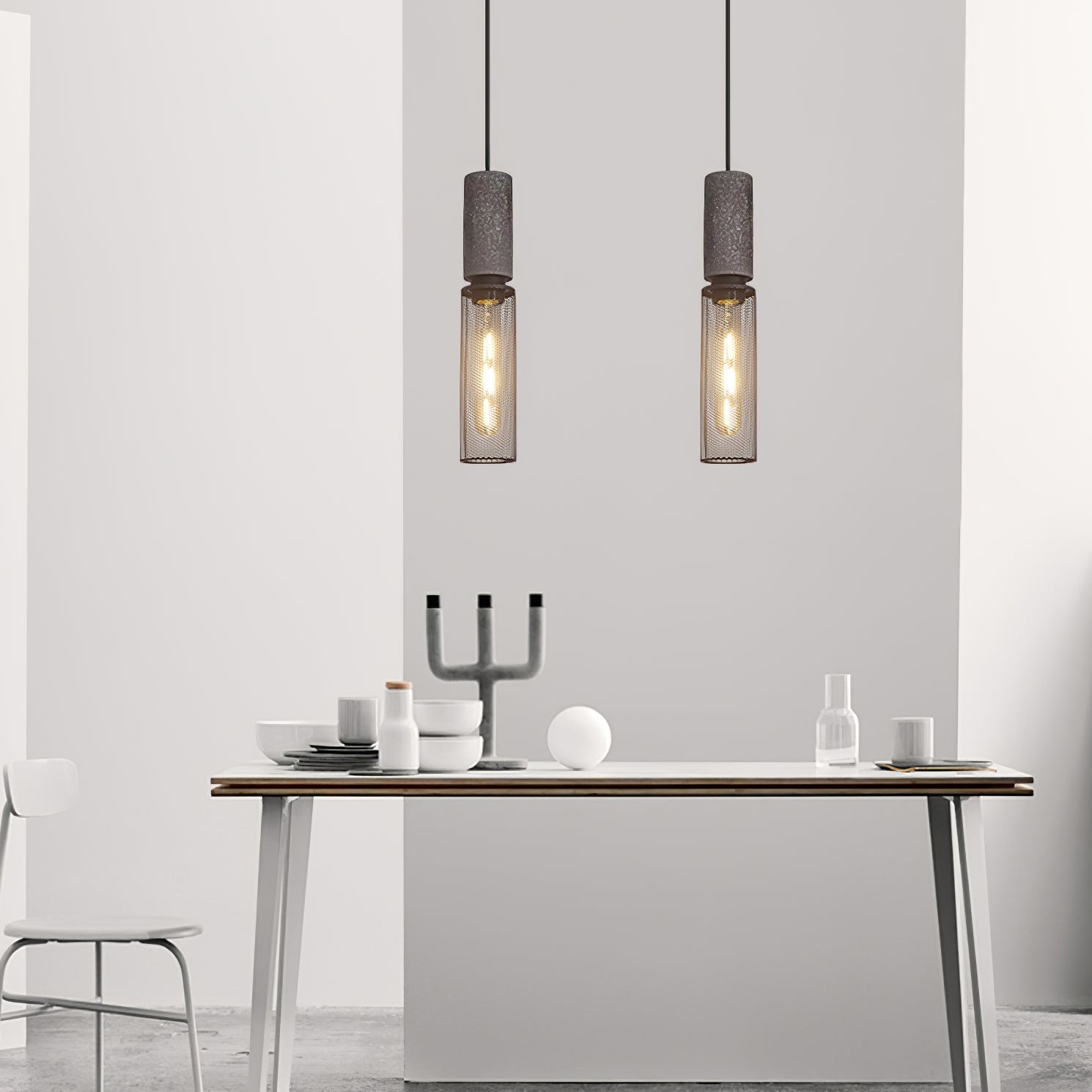 Hexa Cement Mesh Pendant Light - Letslighting