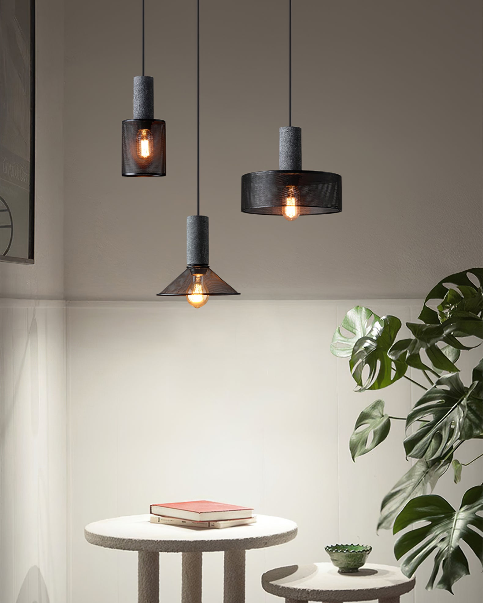 Hexa Cement Mesh Pendant Light - Letslighting