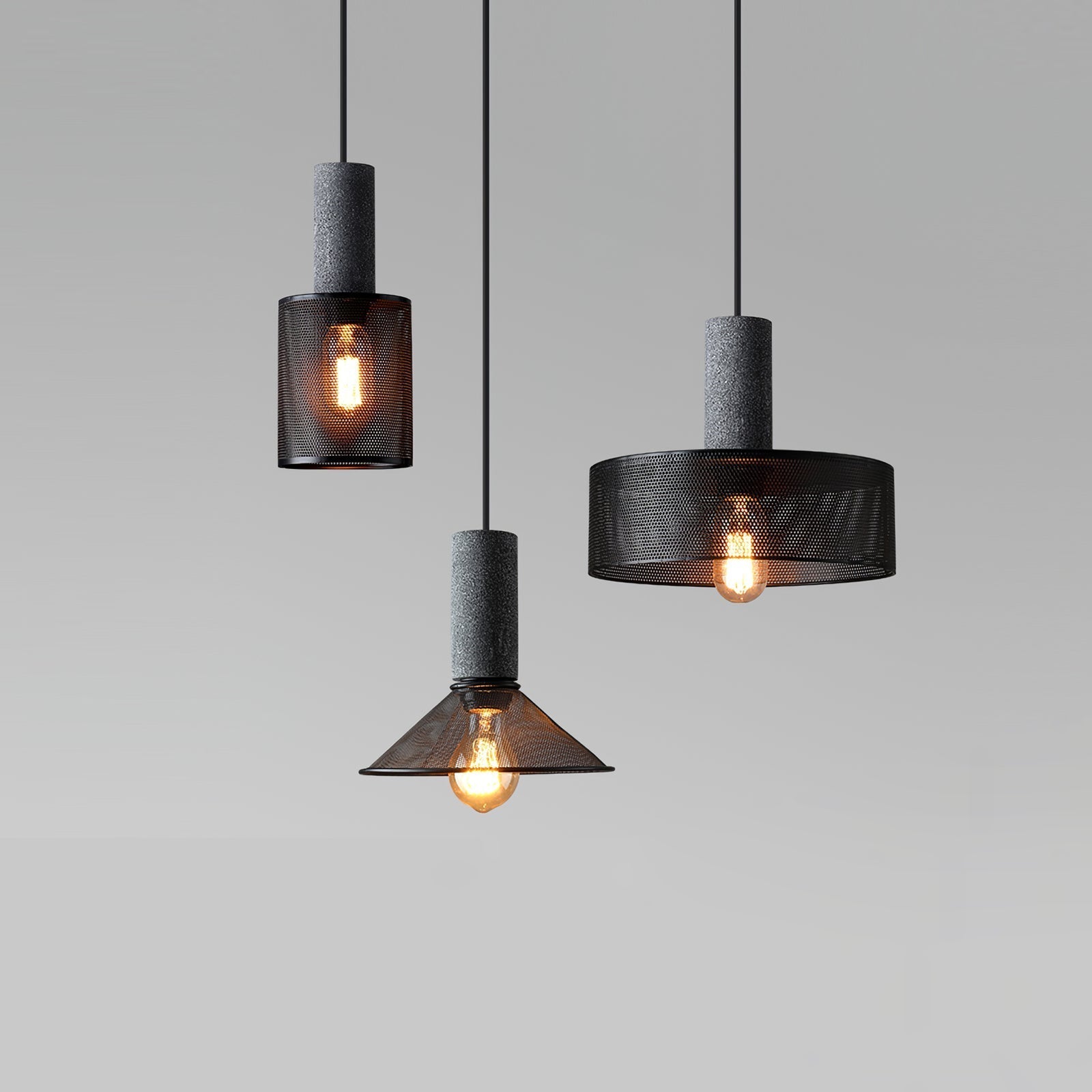 Hexa Cement Mesh Pendant Light - Letslighting