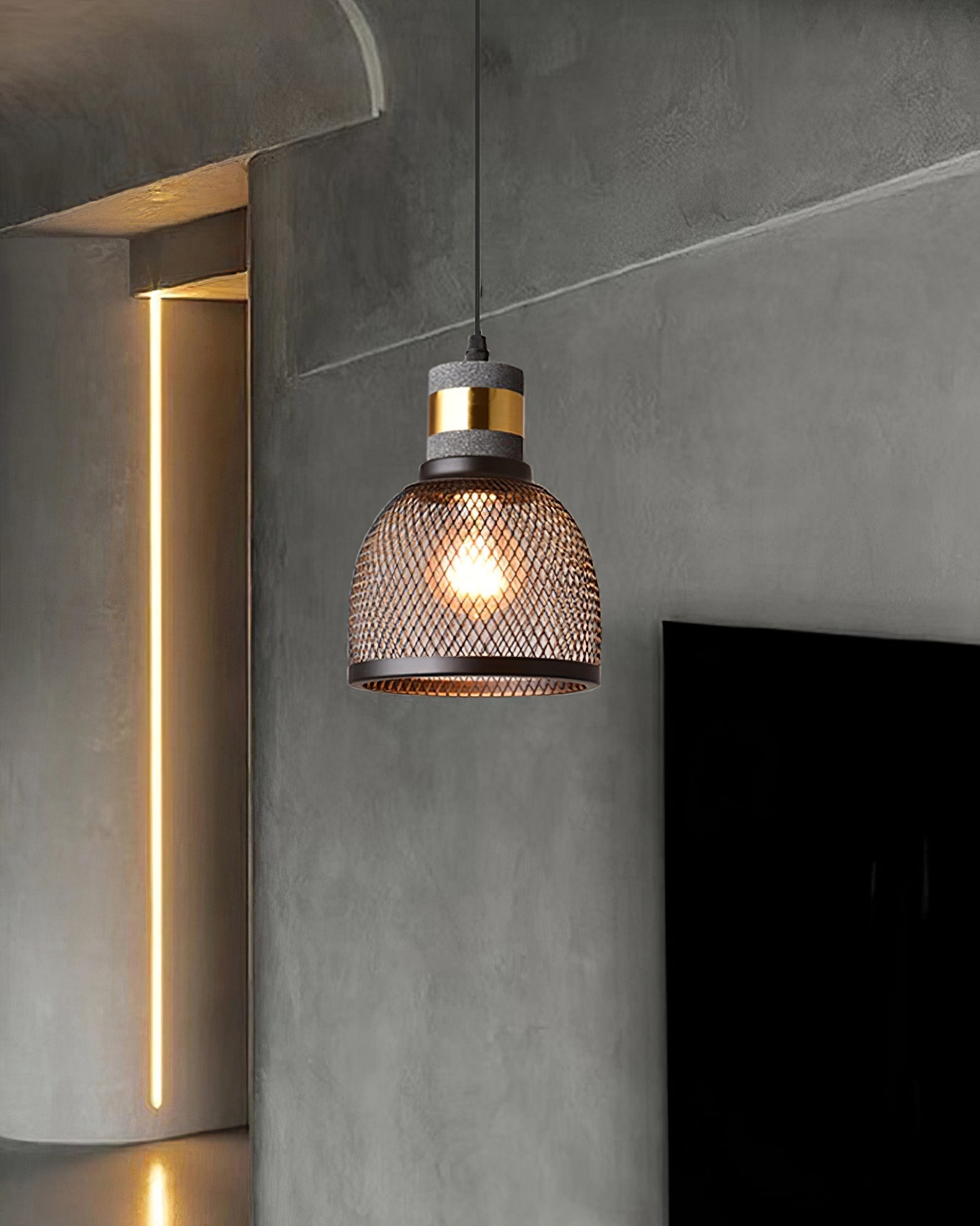 Hexa Cement Mesh Pendant Light - Letslighting