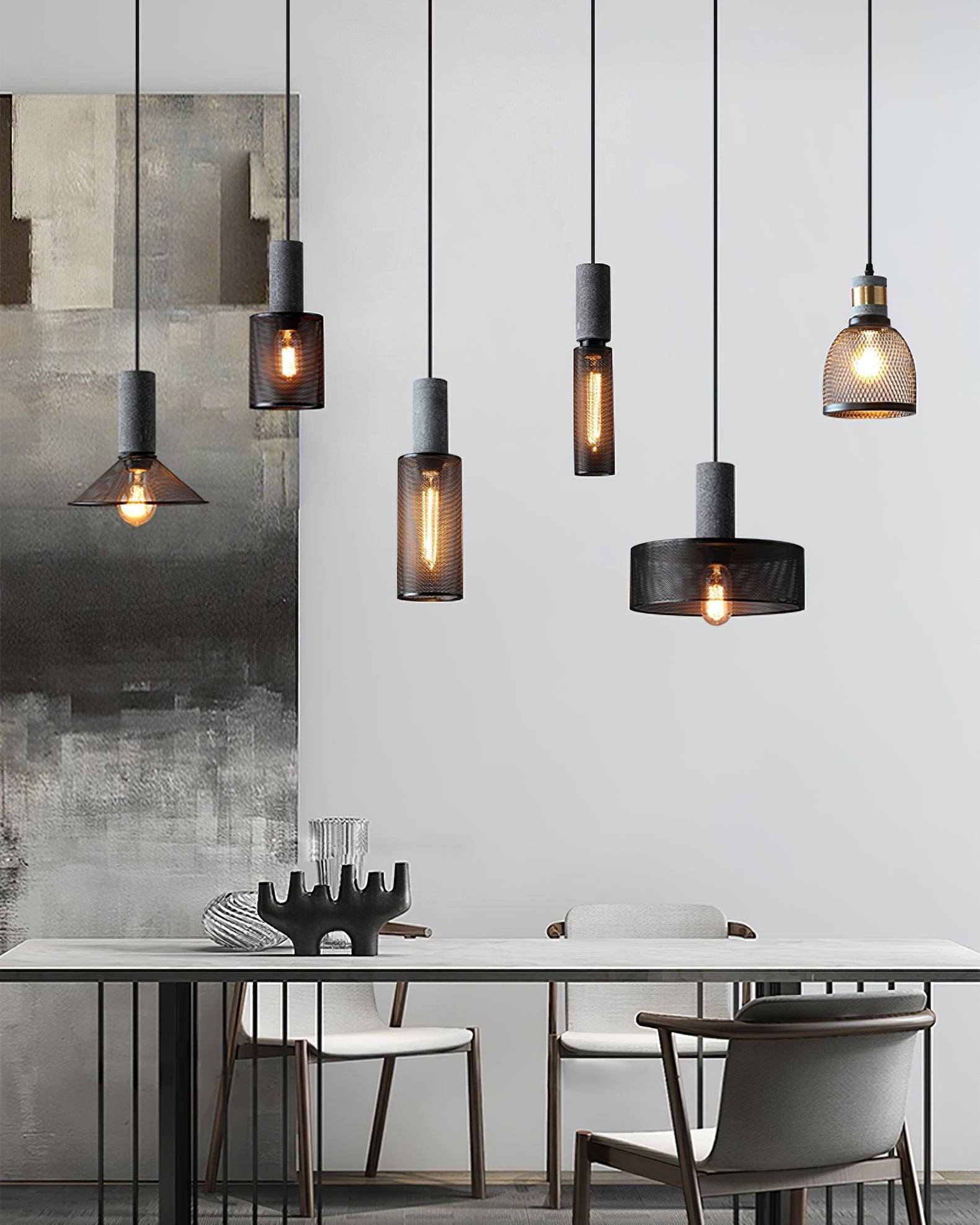 Hexa Cement Mesh Pendant Light - Letslighting