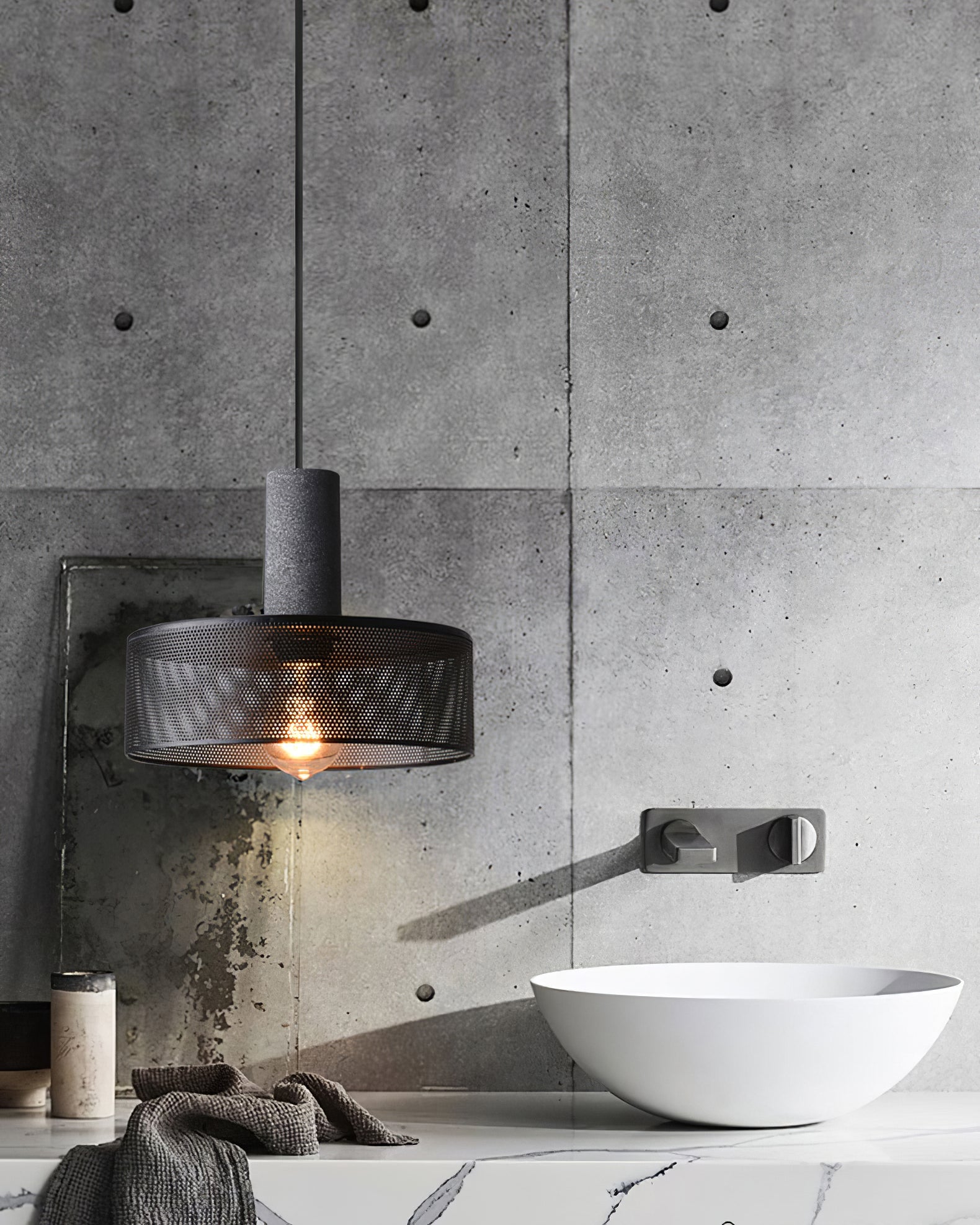 Hexa Cement Mesh Pendant Light - Letslighting