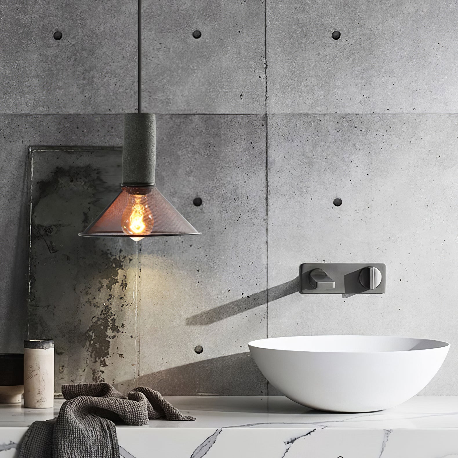 Hexa Cement Mesh Pendant Light - Letslighting