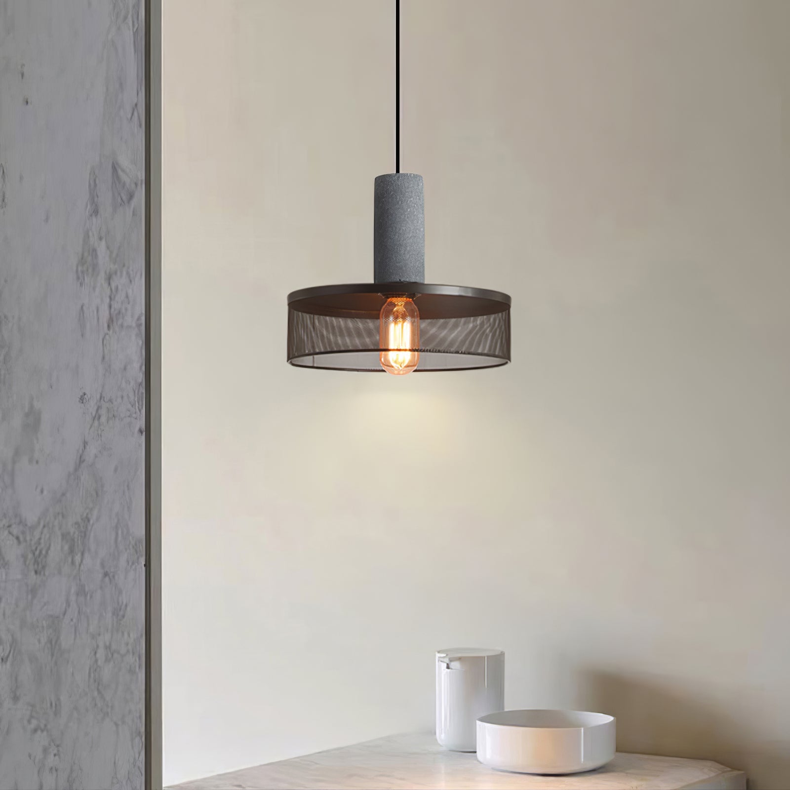 Hexa Cement Mesh Pendant Light - Letslighting