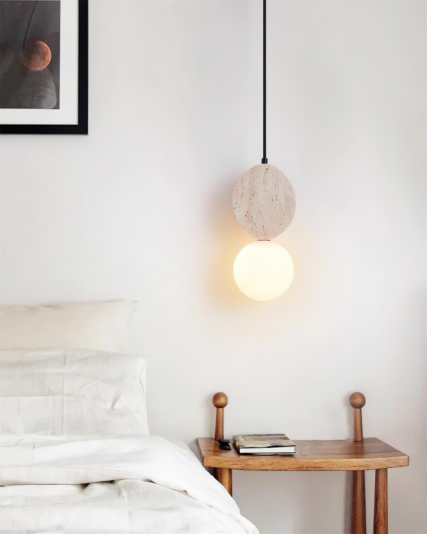Lunara Travertine Geometric Pendant Light