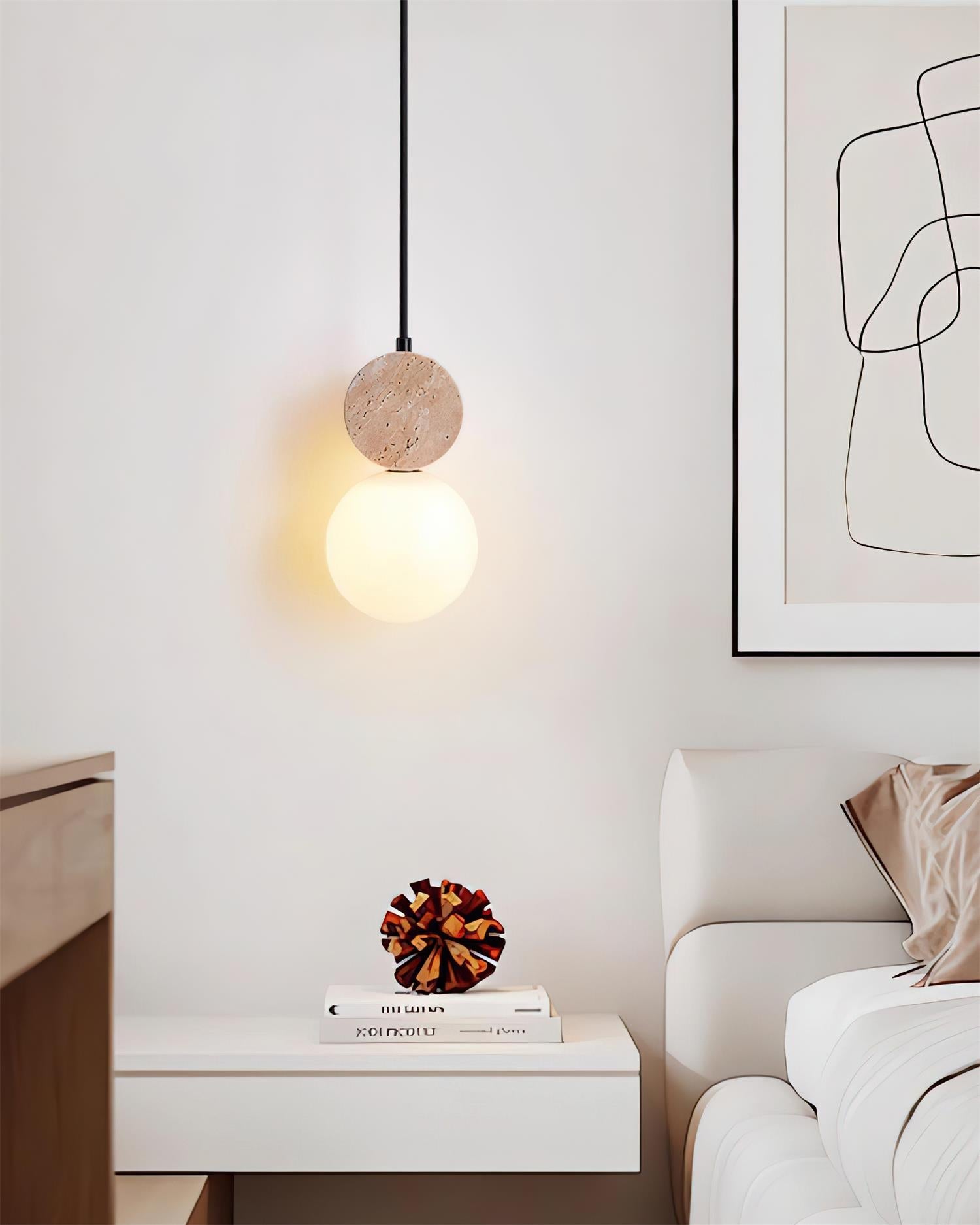 Lunara Travertine Geometric Pendant Light