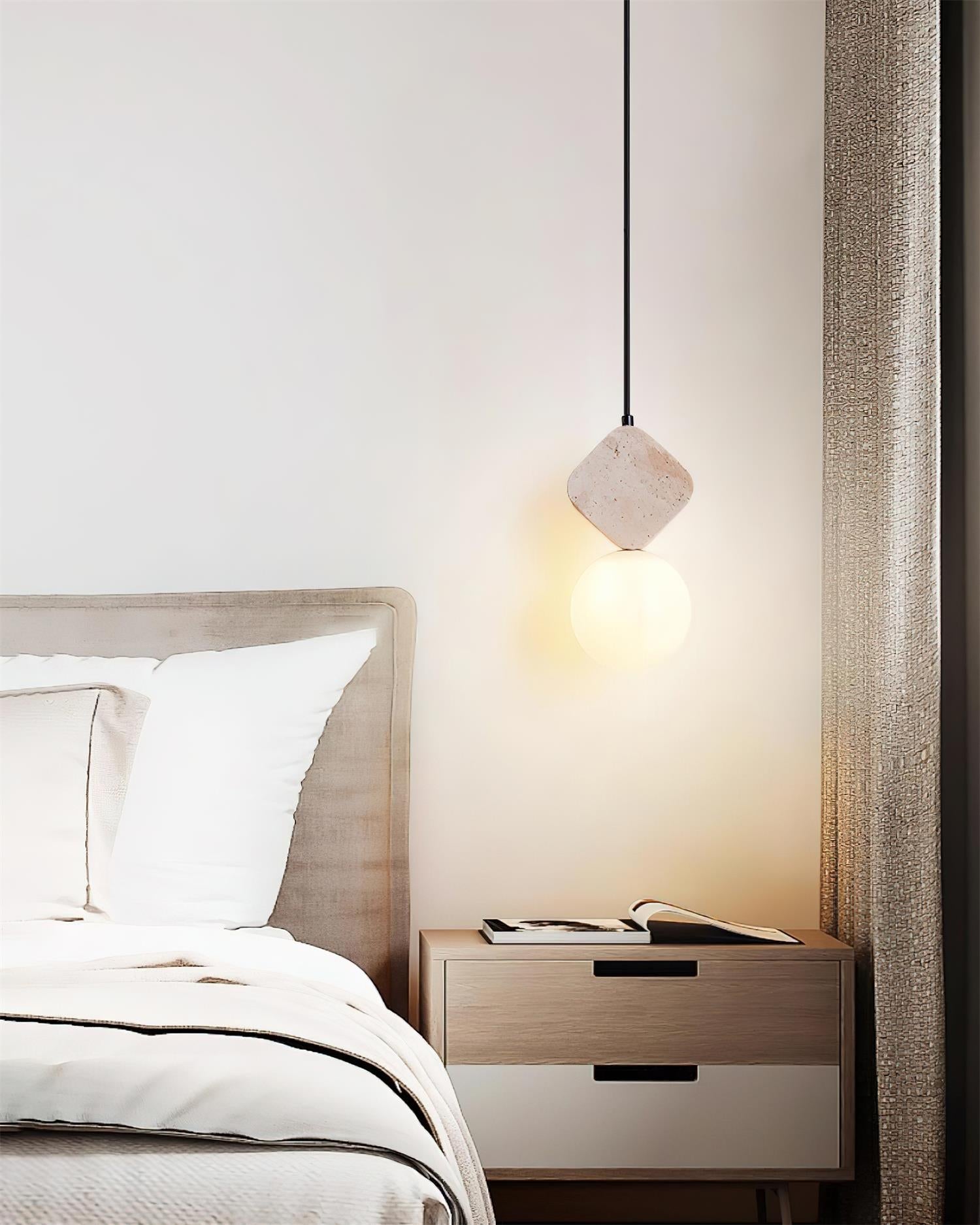 Lunara Travertine Geometric Pendant Light
