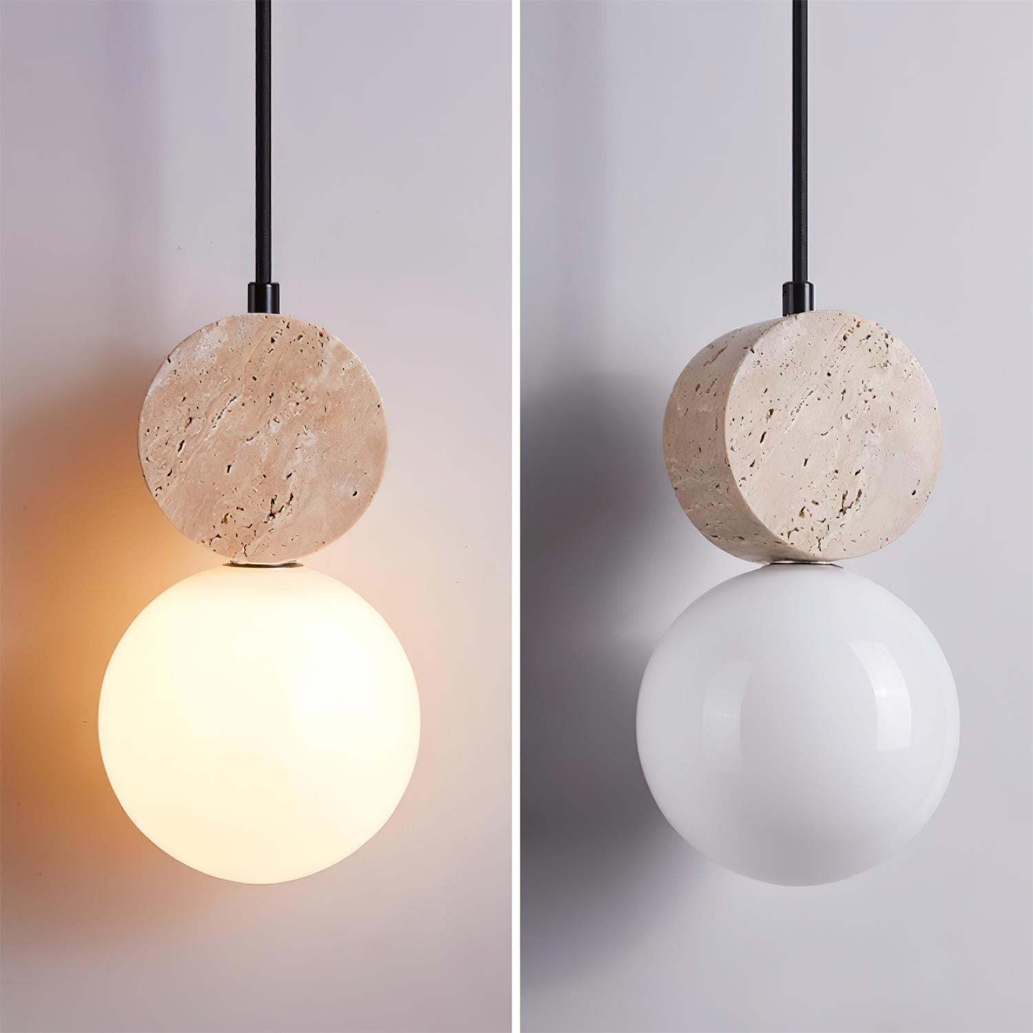 Lunara Travertine Geometric Pendant Light