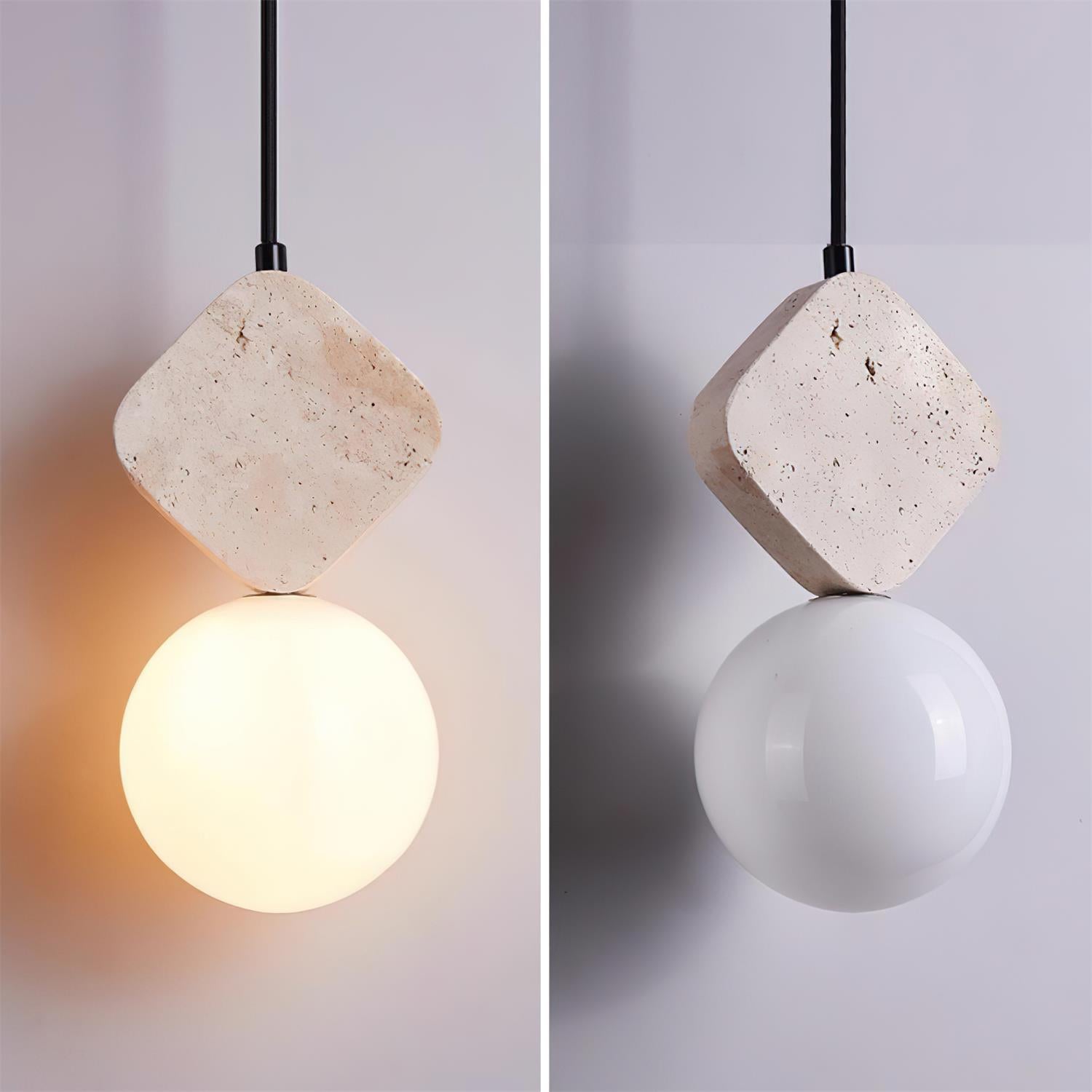 Lunara Travertine Geometric Pendant Light