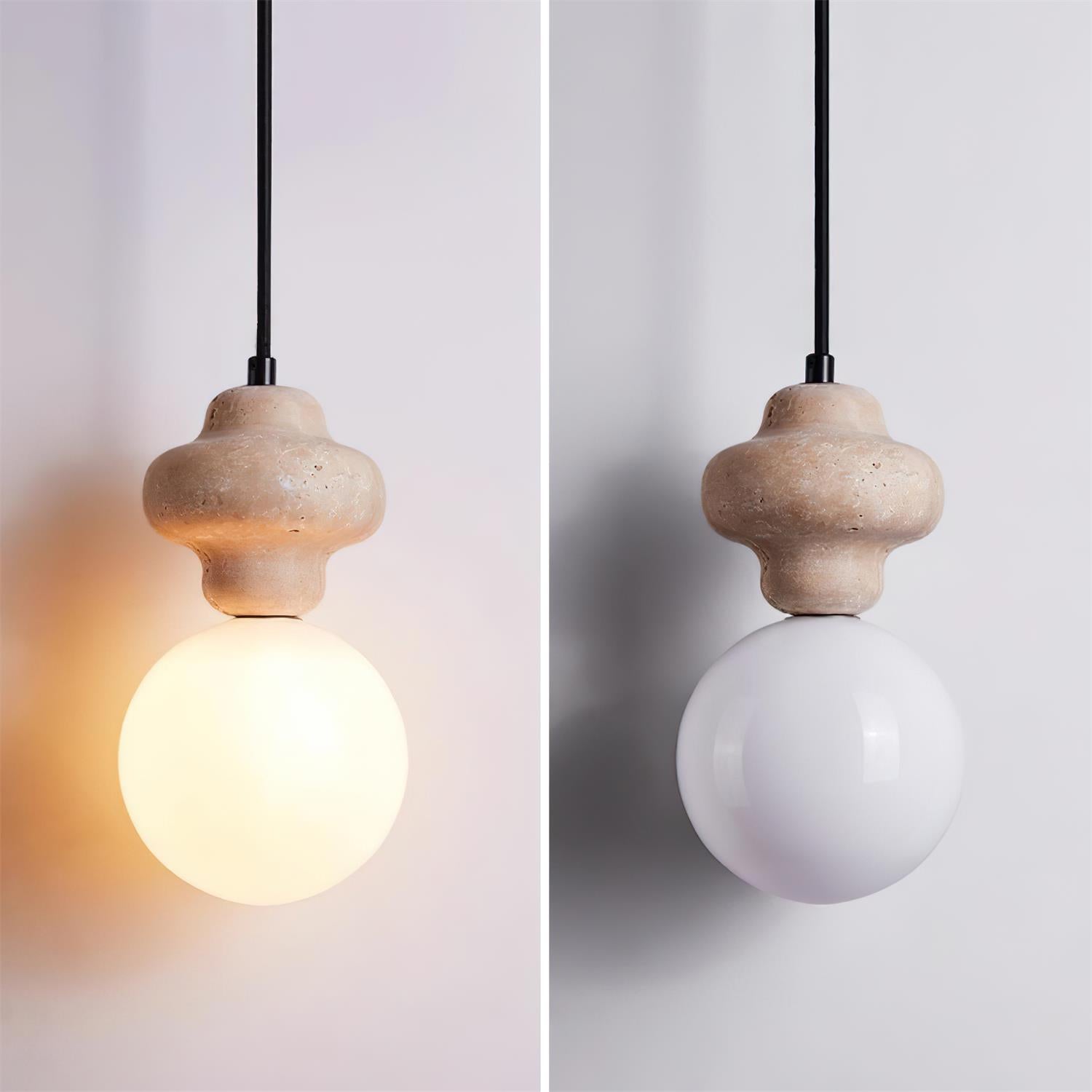 Lunara Travertine Geometric Pendant Light