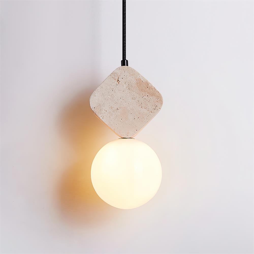 Lunara Travertine Geometric Pendant Light