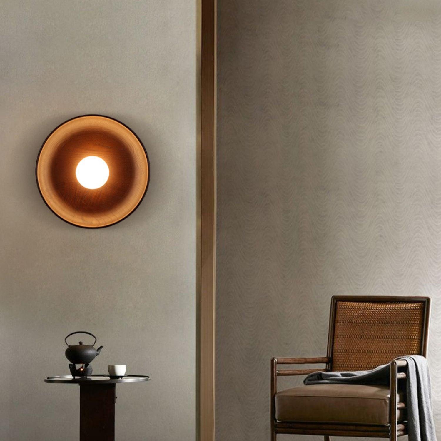 Cumirisra Modern Minimalist Glass Wood Wall Lamp - Letslighting