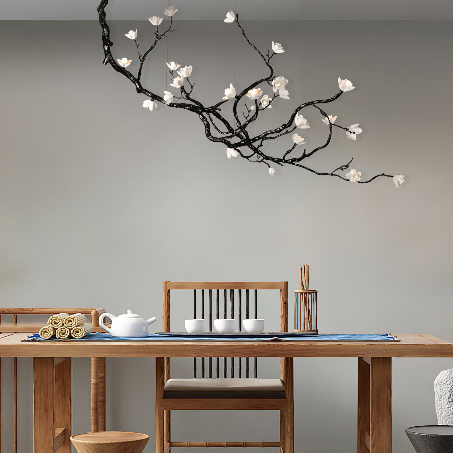 Lustra Chandelier Ceramic Flower Black Branch - Letslighting