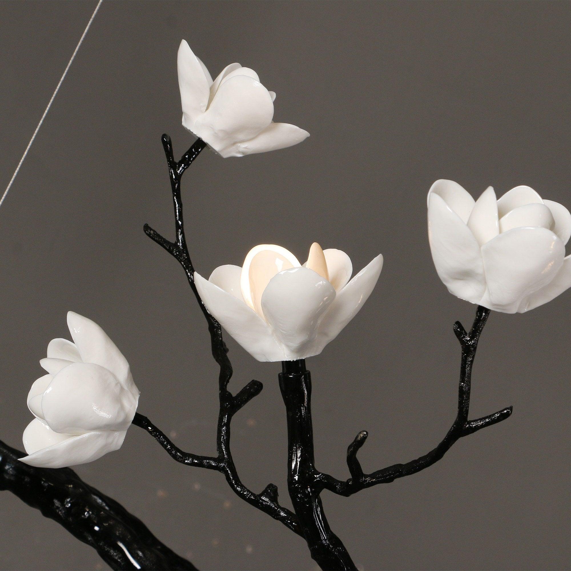 Lustra Chandelier Ceramic Flower Black Branch - Letslighting