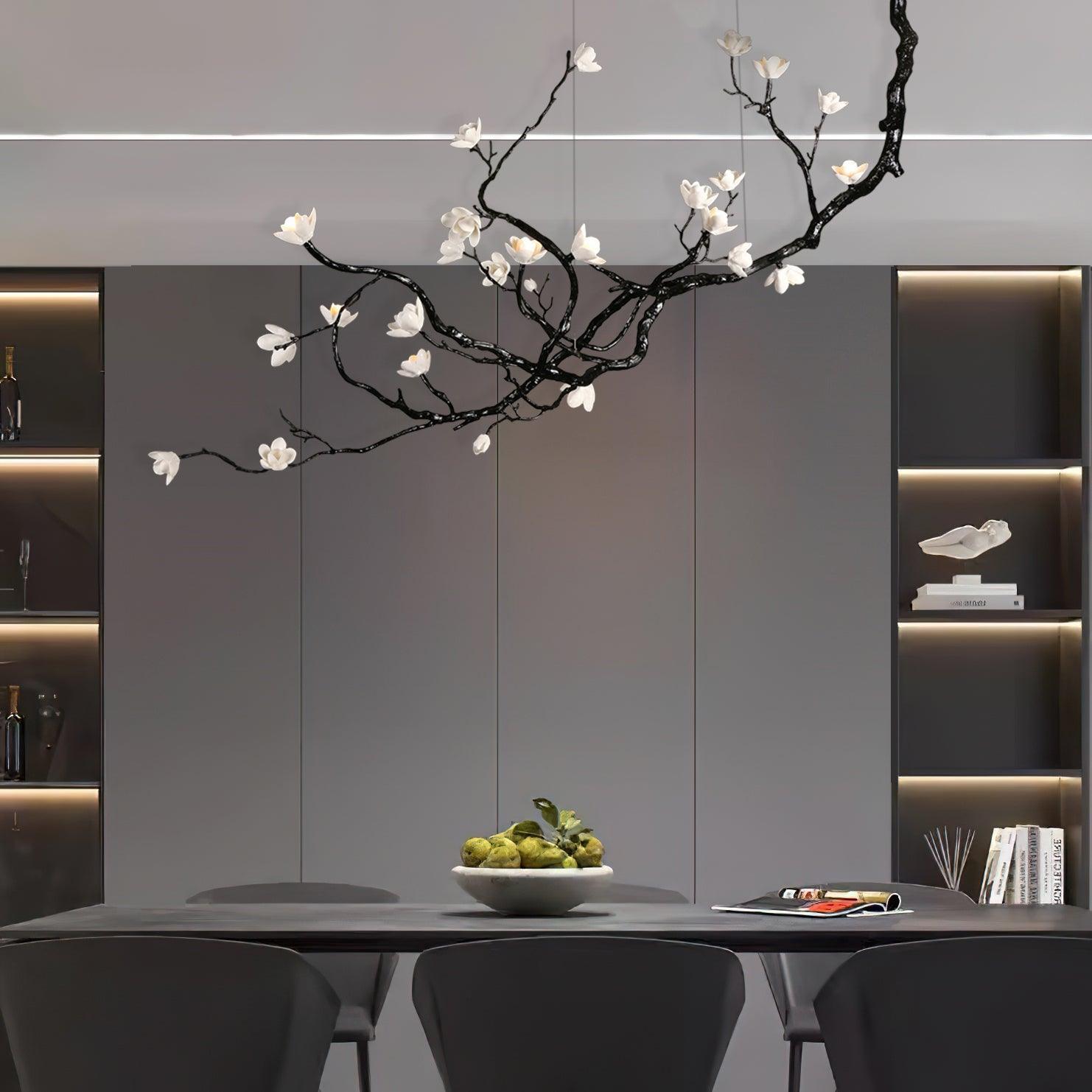 Lustra Chandelier Ceramic Flower Black Branch - Letslighting