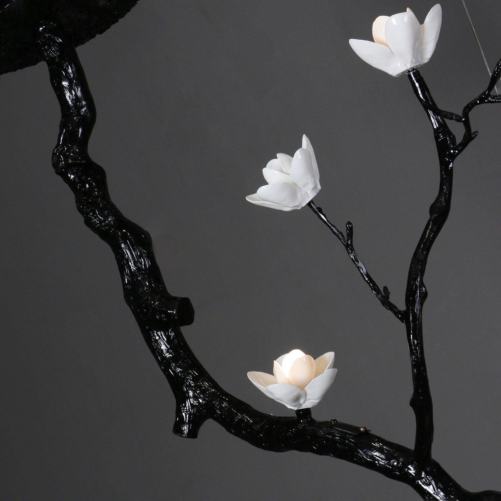 Lustra Chandelier Ceramic Flower Black Branch - Letslighting