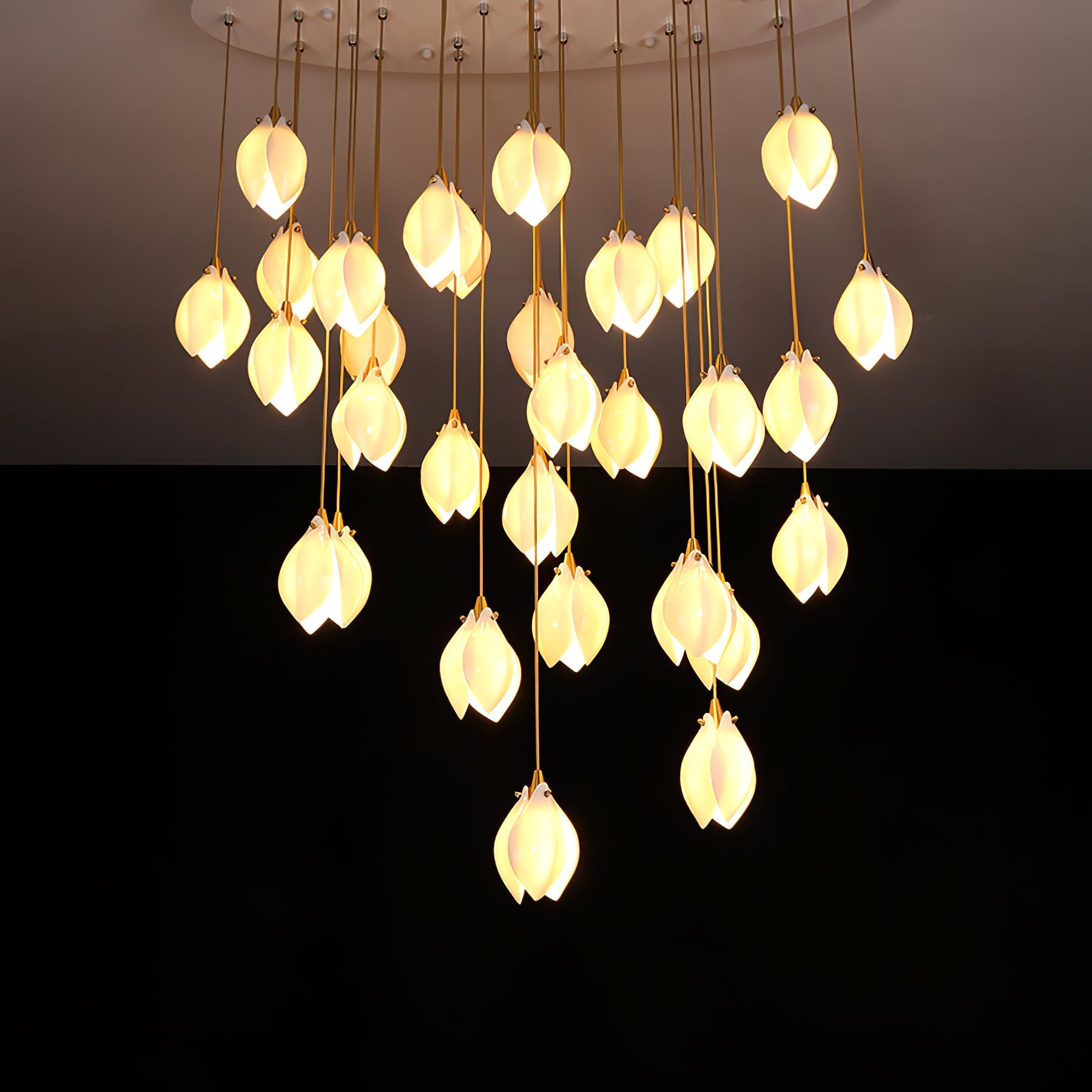 Lustra Pendant Lamp White Floral Ceramic - Letslighting