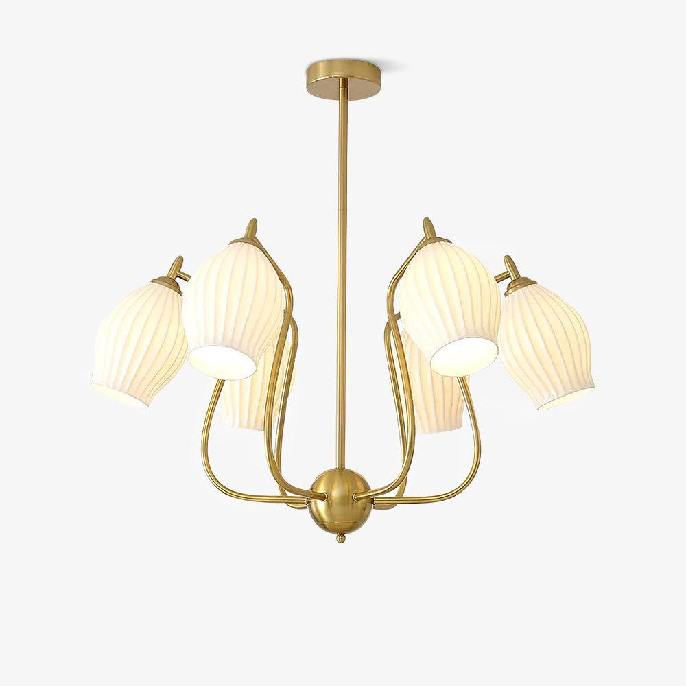 Lustra Chandelier Ceramic Ribbed Sculptural Glass Elegant - Letslighting