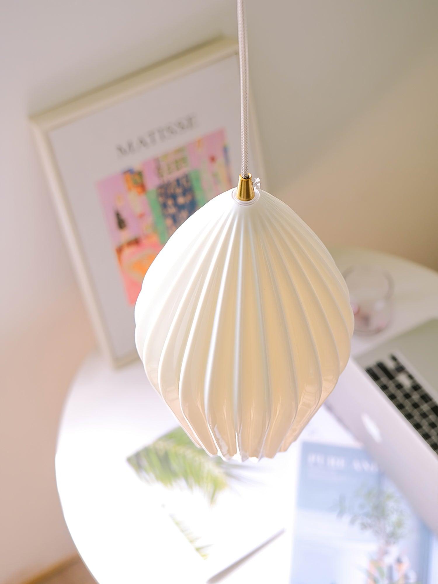 Solara Pendant Lamp Ceramic Ribbed Bone China Elegant - Letslighting