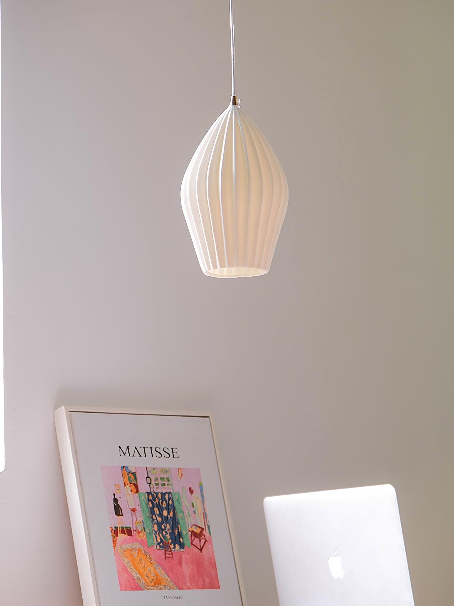 Solara Pendant Lamp Ceramic Ribbed Bone China Elegant - Letslighting